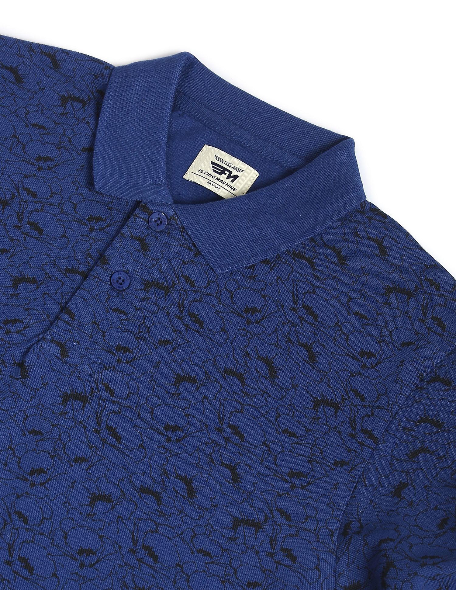 Flying Machine All Over Floral Print Cotton Polo Shirt