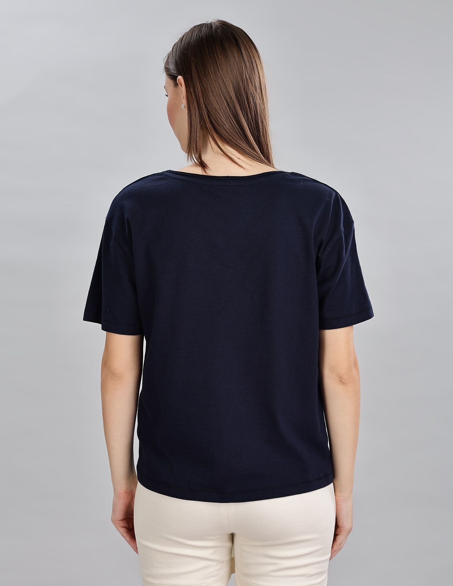 Tommy Hilfiger Womens Navy Solid T-Shirts
