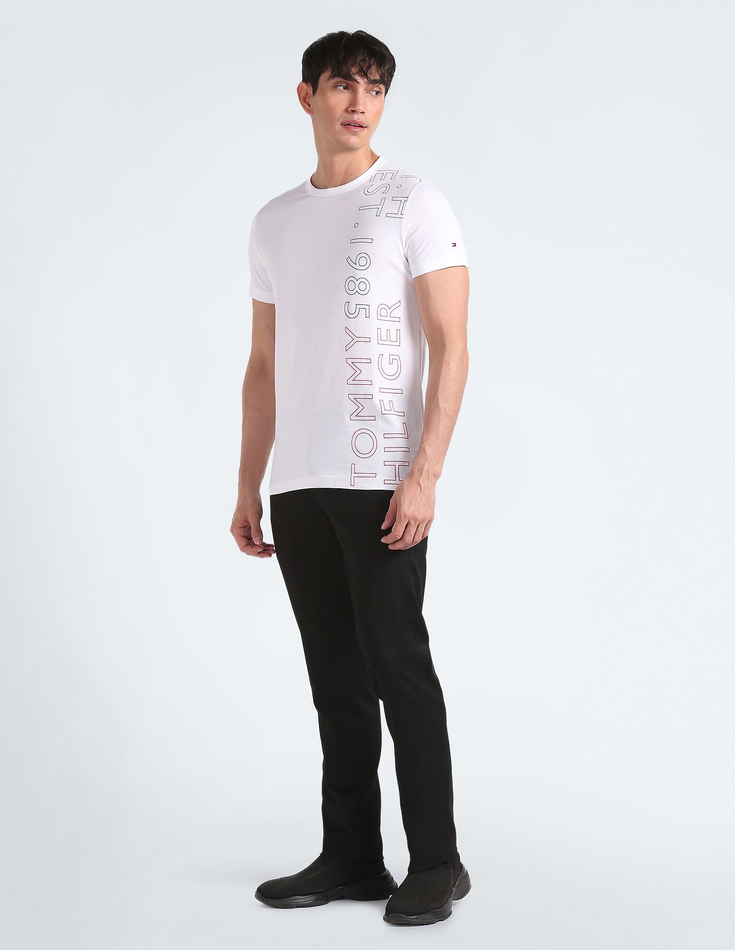Tommy Hilfiger Organic Cotton Placement Typographic Print T-Shirt