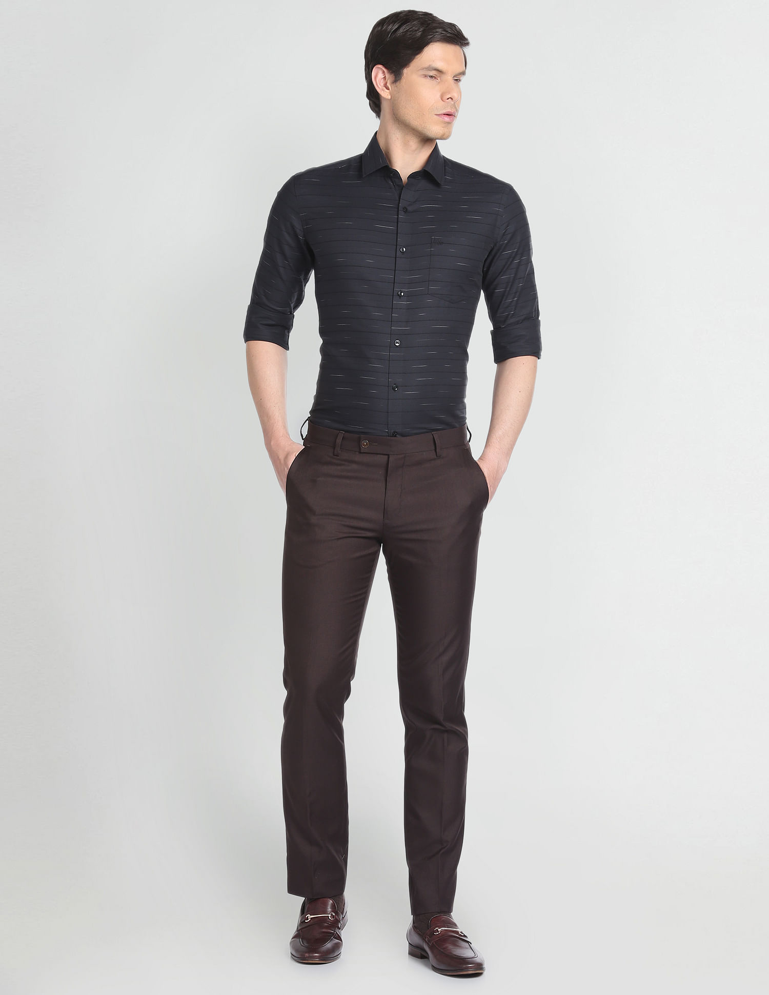 Arrow Horizontal Stripe Dobby Formal Shirt