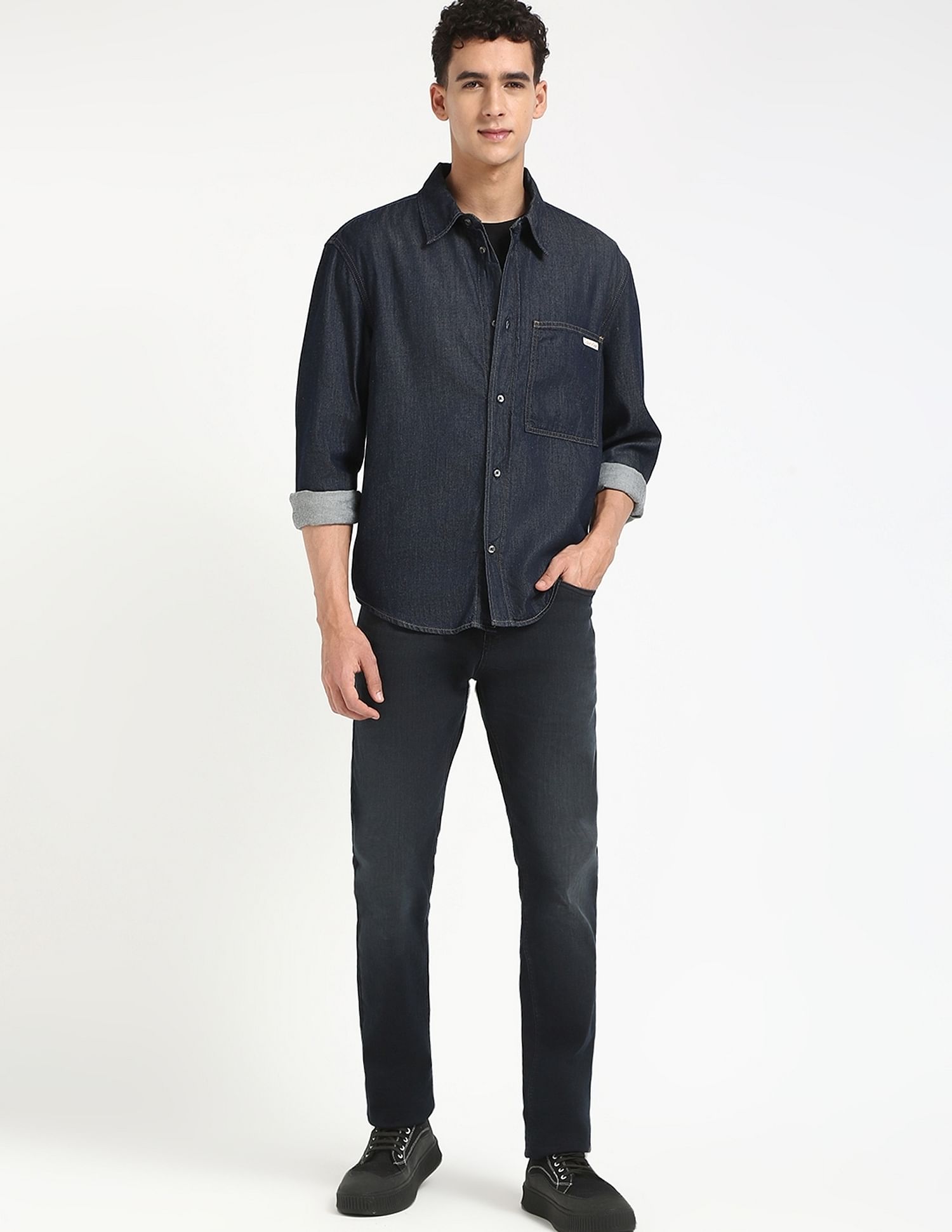 Calvin Klein Jeans Solid Regular-Fit Denim Shirt