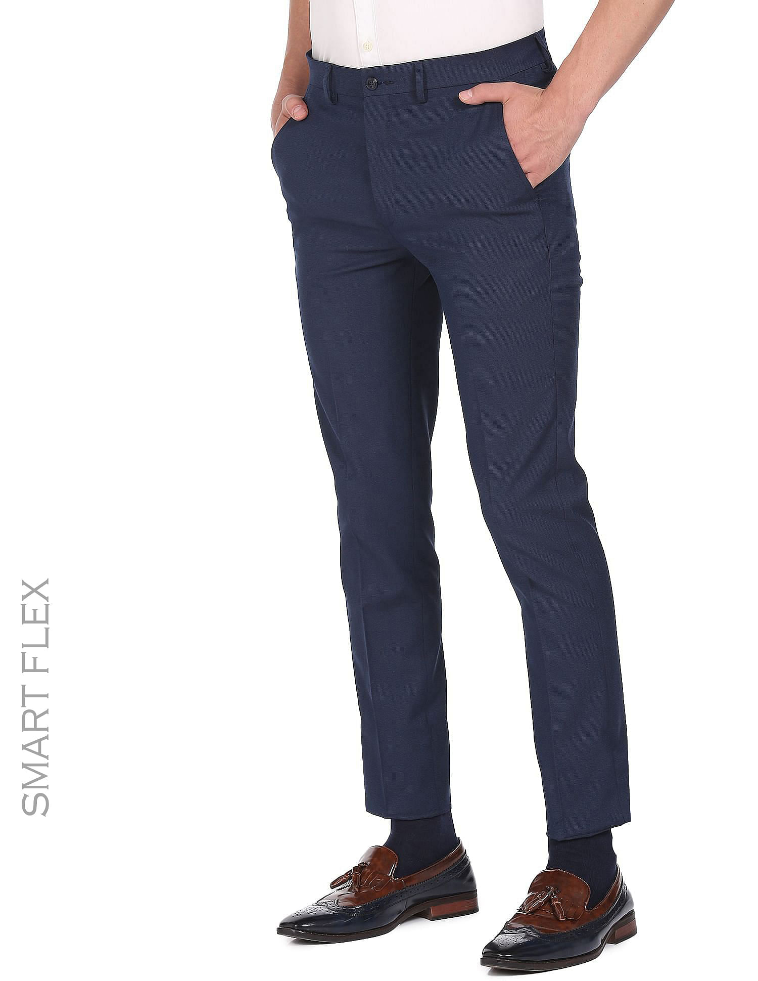 Buy Arrow New York Men Charcoal Grey Slim Fit Solid Formal Trousers -  Trousers for Men 7693522 | Myntra