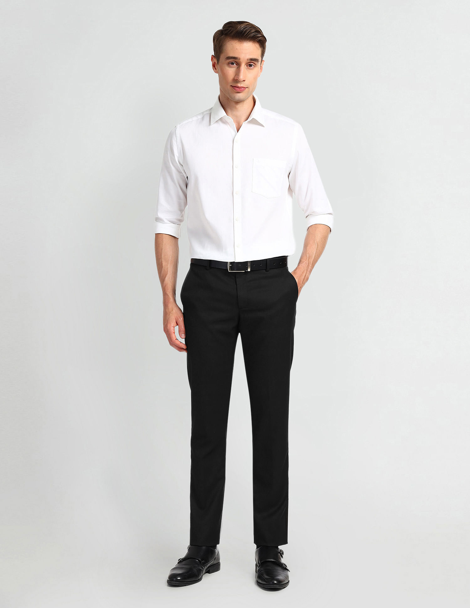 Arrow Mid Rise Carson Tapered Fit Trousers