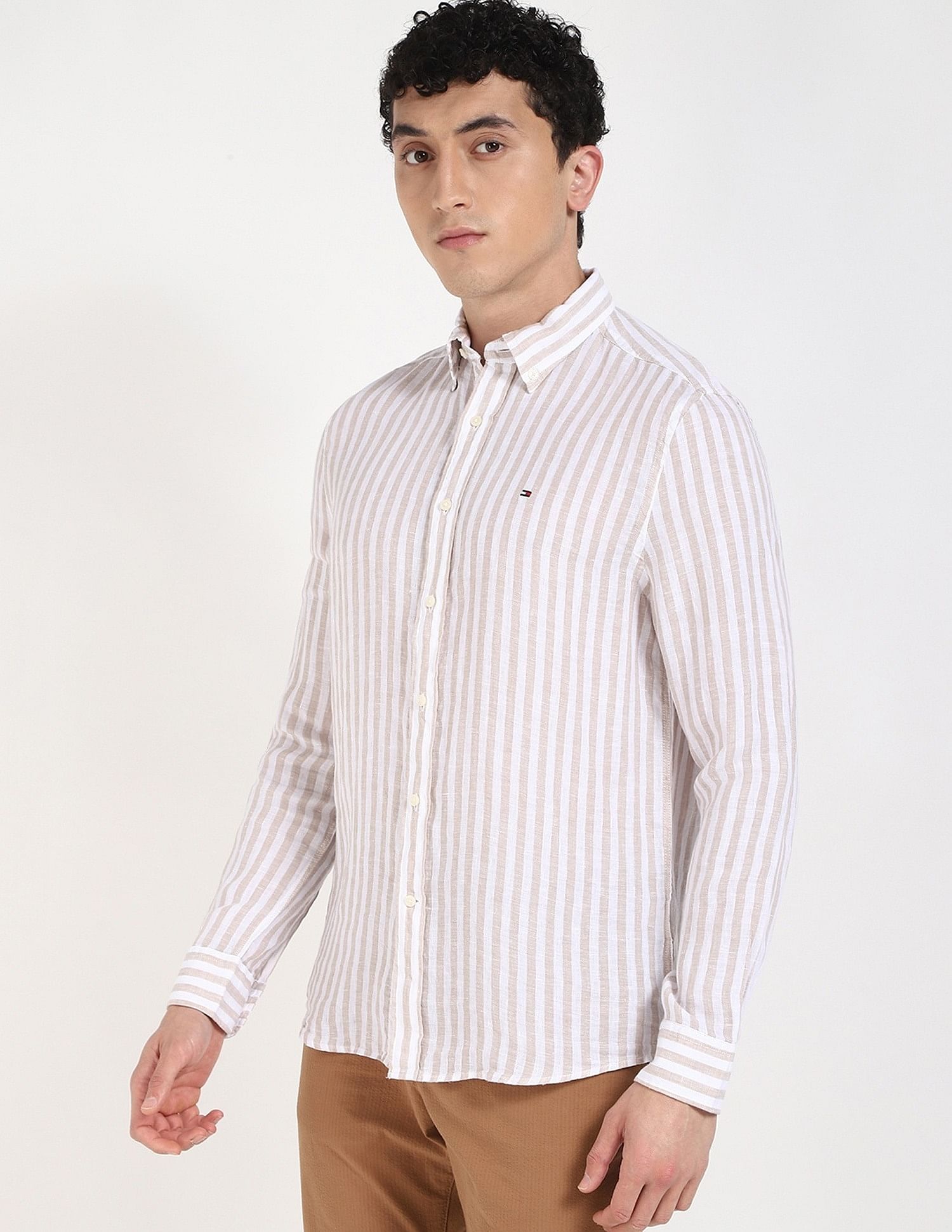 Tommy Hilfiger Striped Regular-Fit Linen Shirt