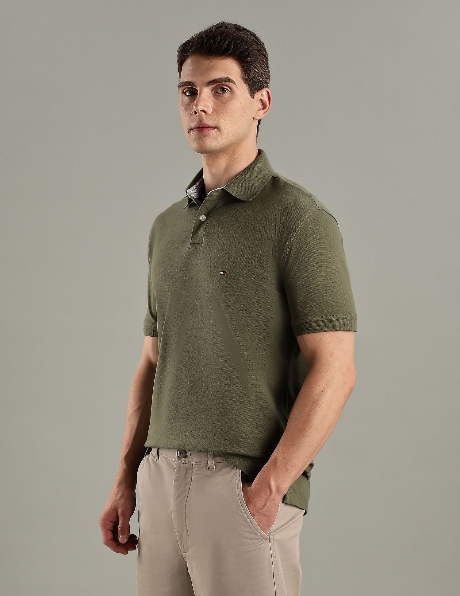 Tommy Hilfiger Solid Regular-Fit Cotton Polo T-Shirt