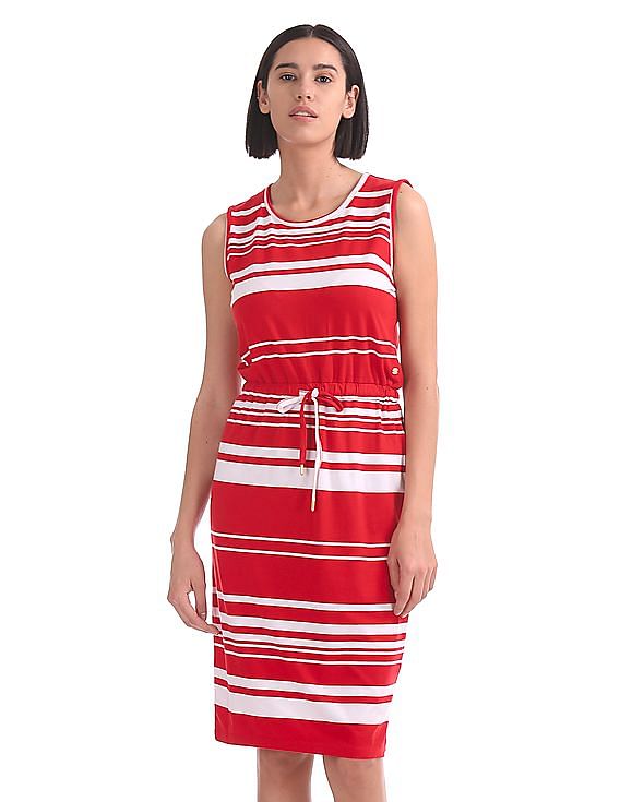 Buy U.S. Polo Assn. Women Drawstring Waist Horizontal Stripe Dress NNNOW