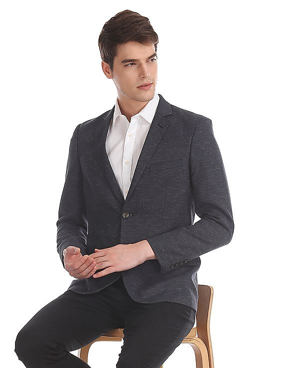 AD by Arvind Tailored Regular Fit Patterned Weave Blazer