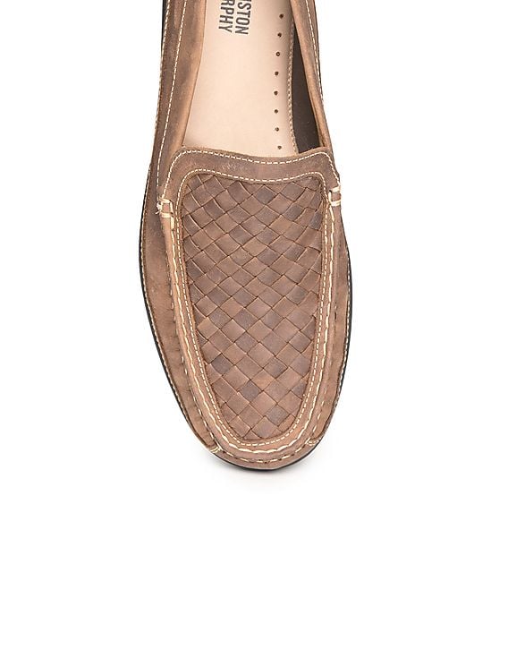 Buy Johnston & Murphy Men Basket Weave Suede Leather Loafers  display picture 3