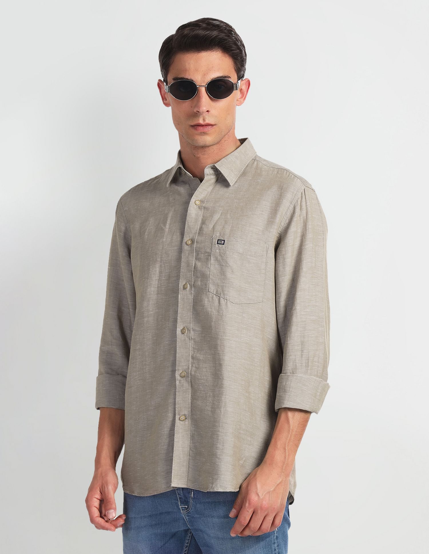 Arrow Sports Heathered Linen Shirt