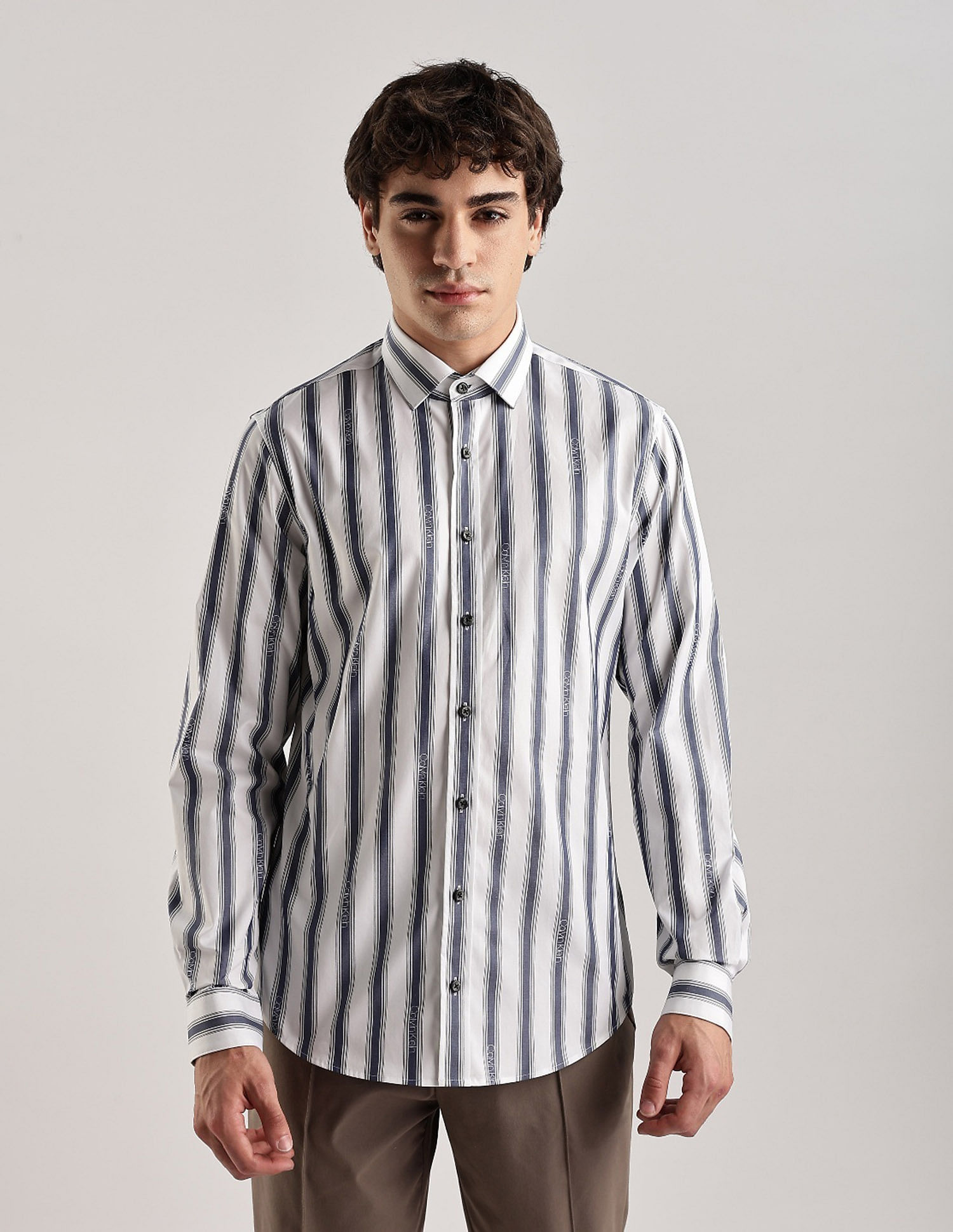Calvin Klein Jeans Vertical Stripes Regular Fit Poplin Woven Shirt
