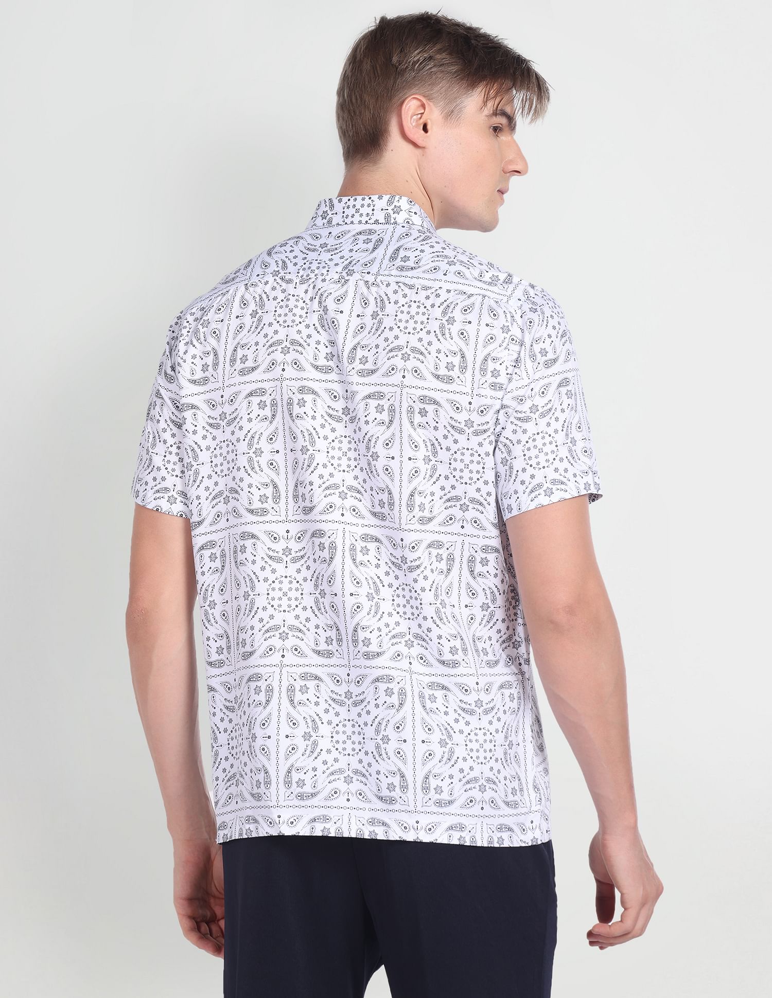Flying Machine Short Sleeve Paisley Print Shirt