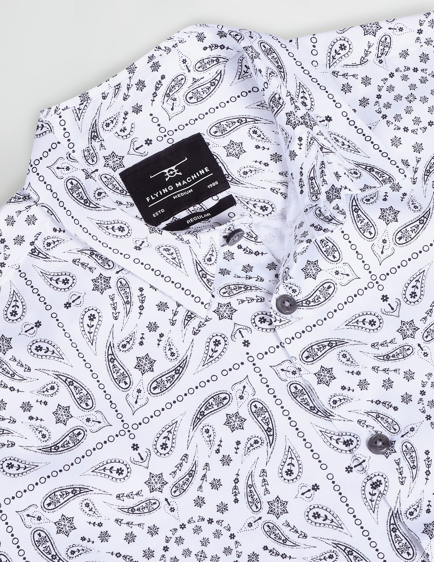 Flying Machine Short Sleeve Paisley Print Shirt