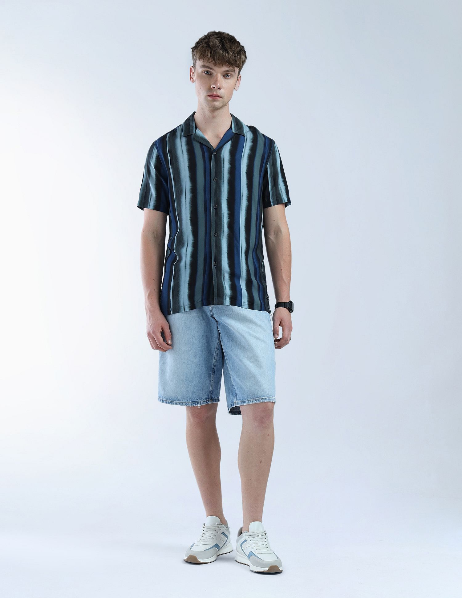 Flying Machine Regular Vertical Striped Digitopia Shirt