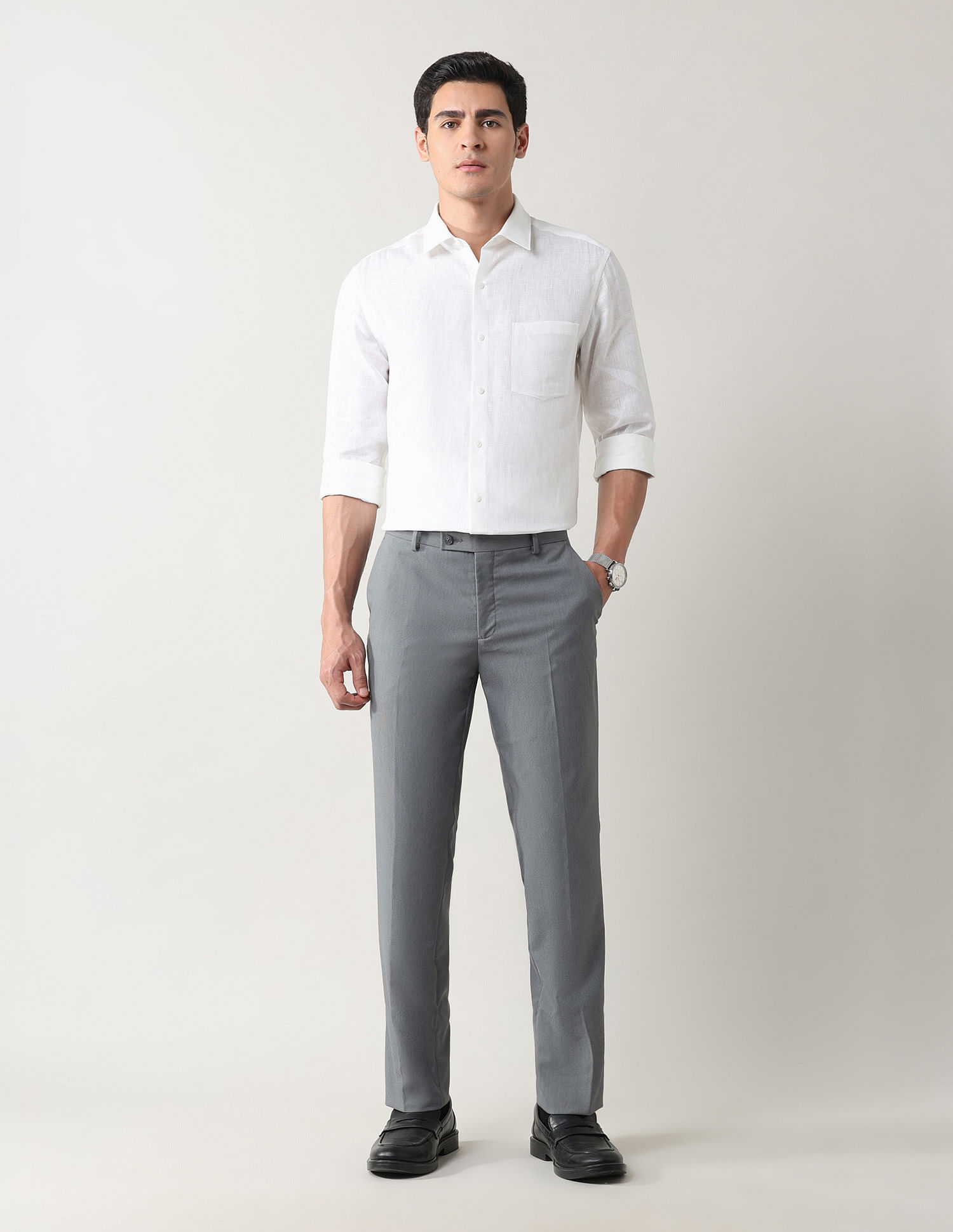 Arrow Textured Regular Fit Dobby Trousers