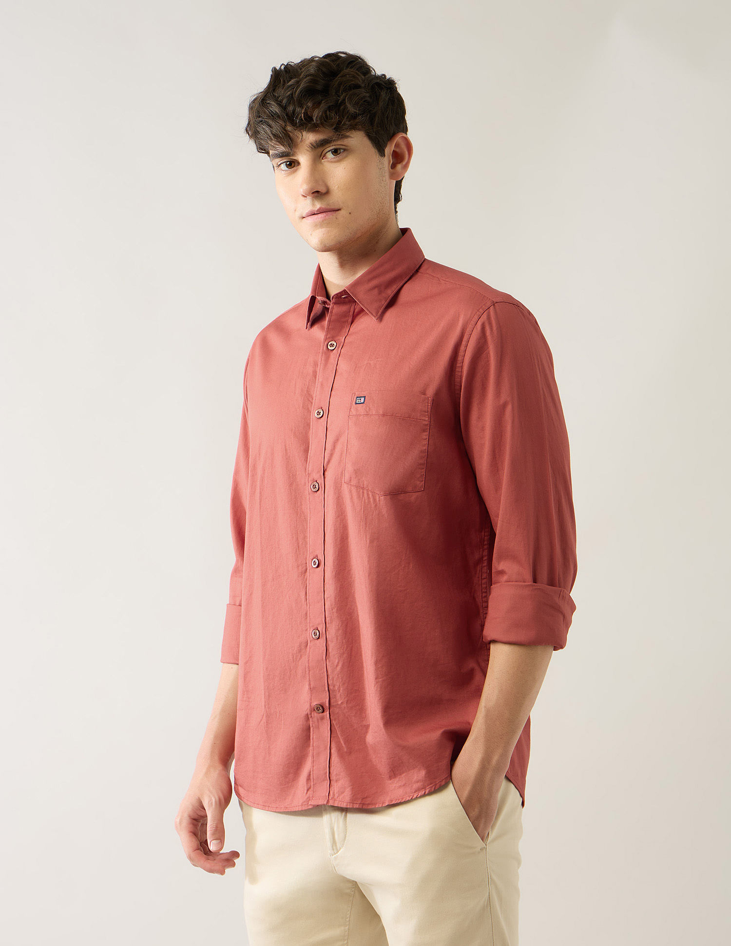 Arrow Sport Solid Pure Cotton Tailored Fit Shirt