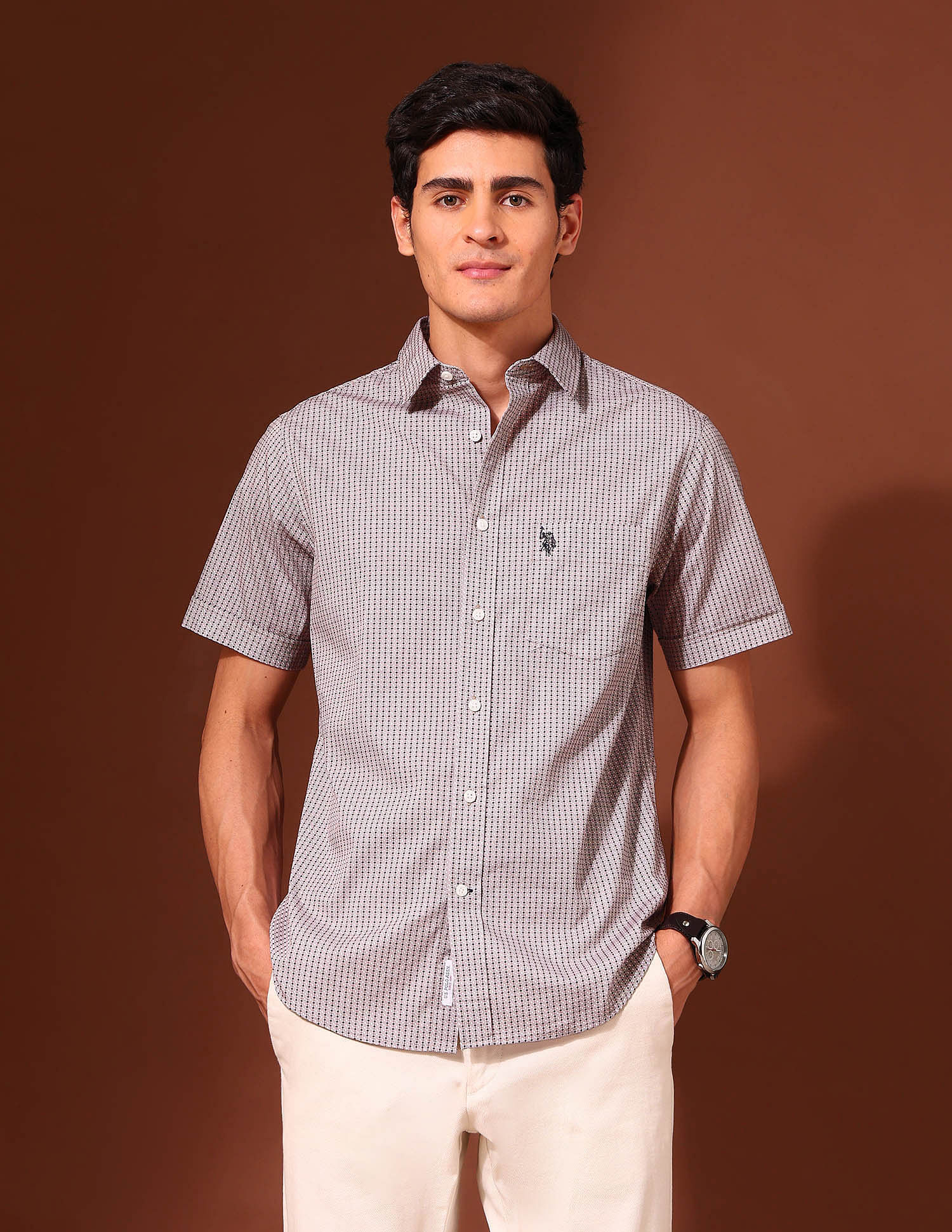 U.S. Polo Assn. Geometric Printed Tailored Fit Shirt