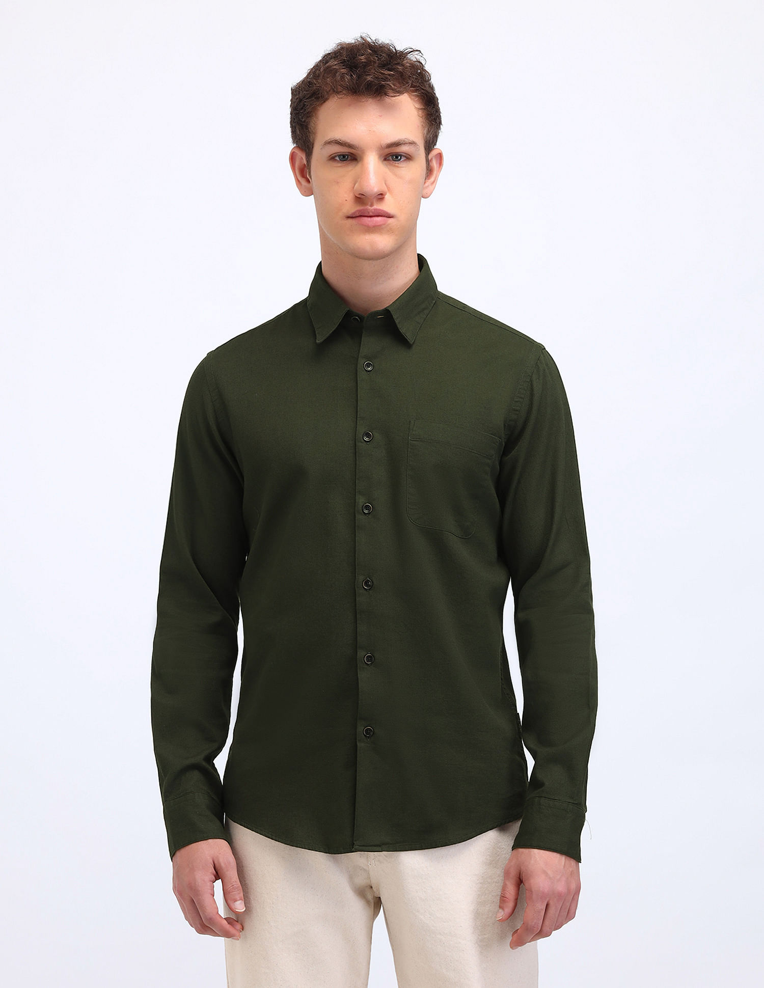 Flying Machine Textured Slim Fit Shirt
