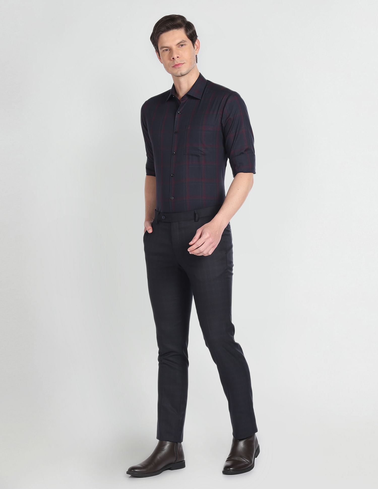 Arrow Cutaway Collar Tartan Check Shirt