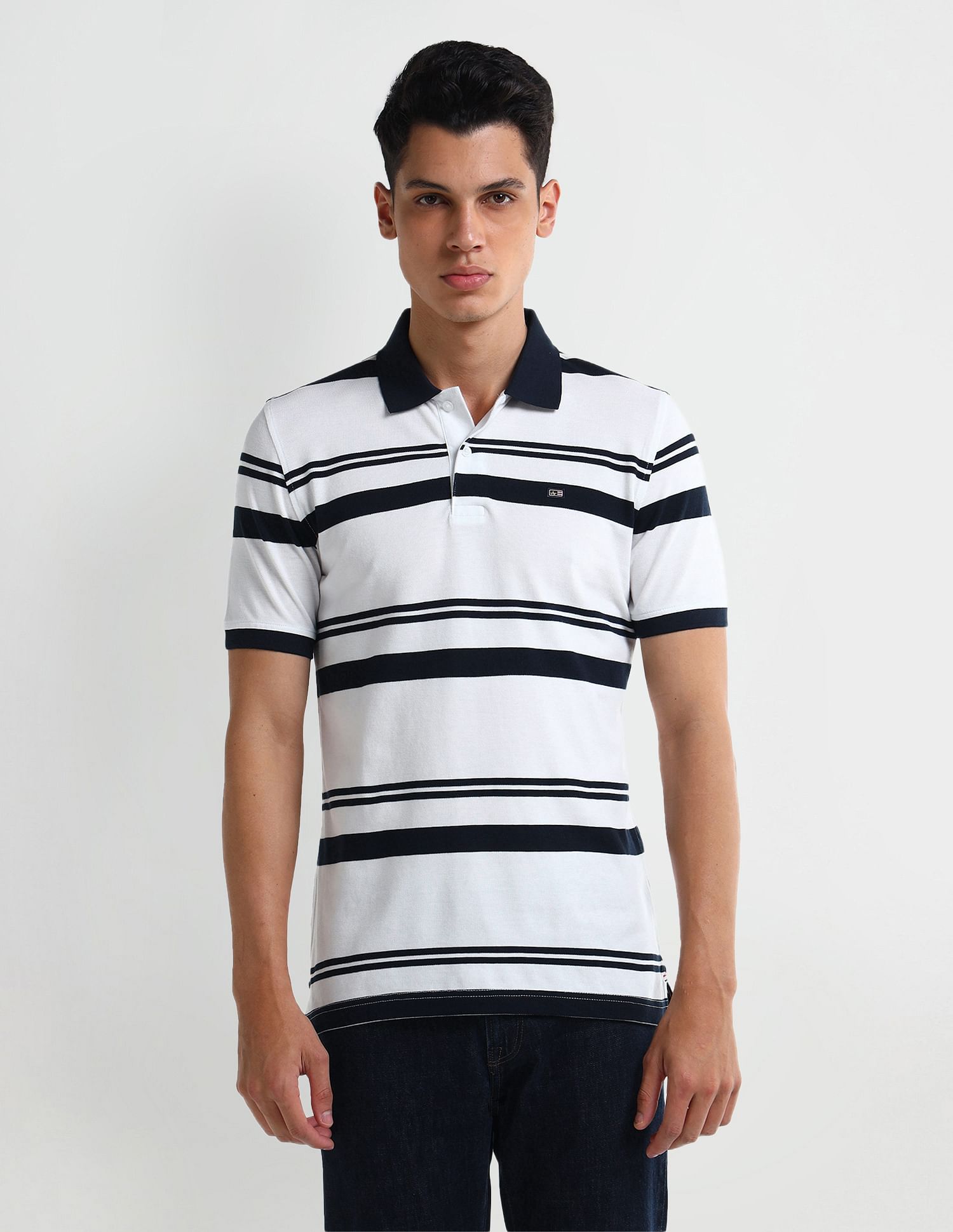 Arrow Sport Dynamax Horizontal Striped Regular Polo Shirt