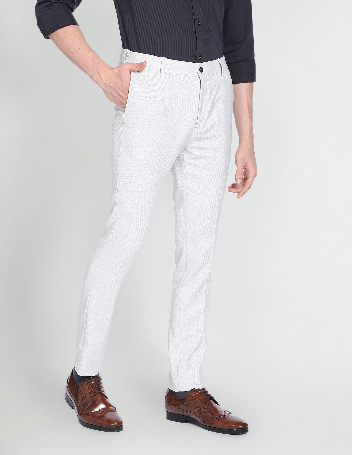 Arrow Newyork Formal Trousers  Buy Arrow Newyork Men Dark Grey Flat Front  Check Formal Trousers Online  Nykaa Fashion