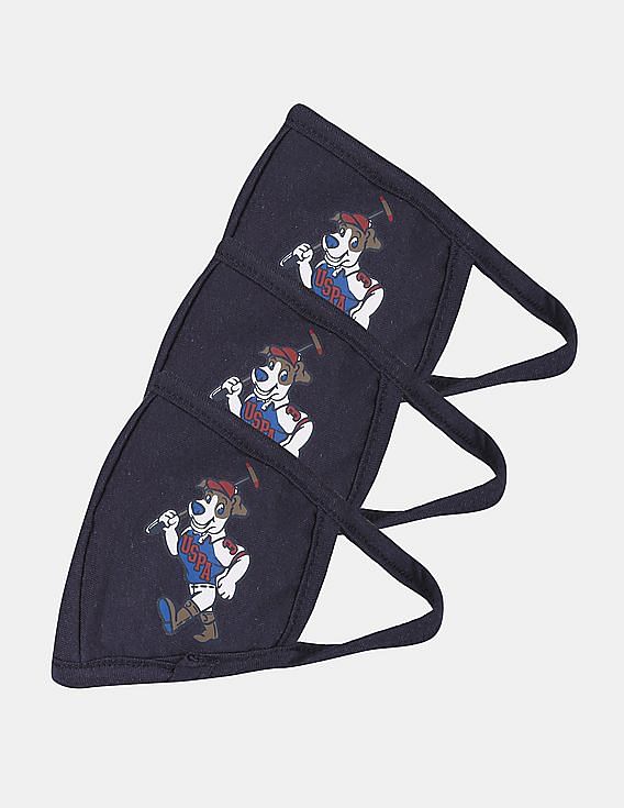 U.S. Polo Assn. Kids Triple Layer Antiviral Outdoor Face Masks - Pack Of 3