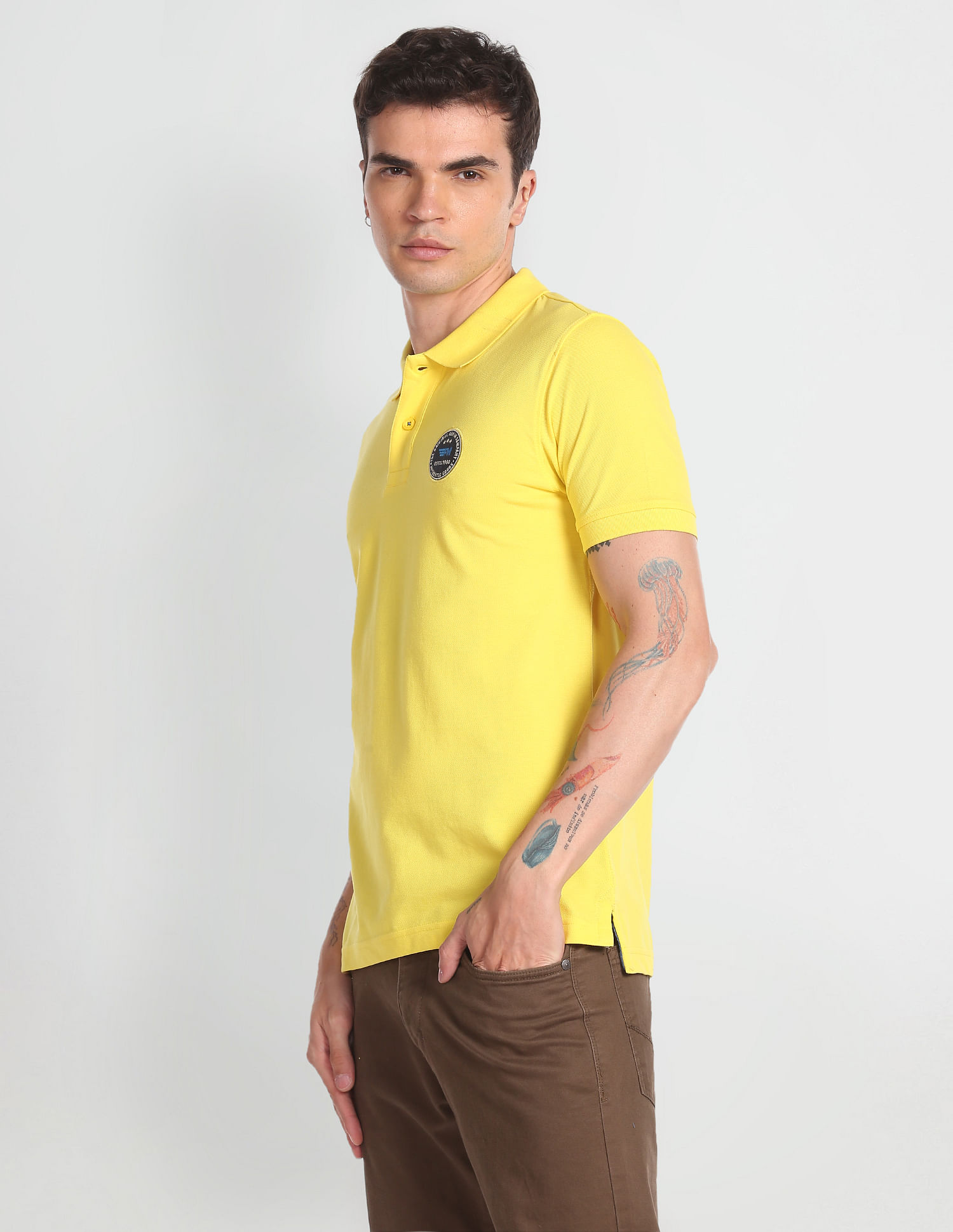 Flying Machine Appliqued Pique Polo Shirt