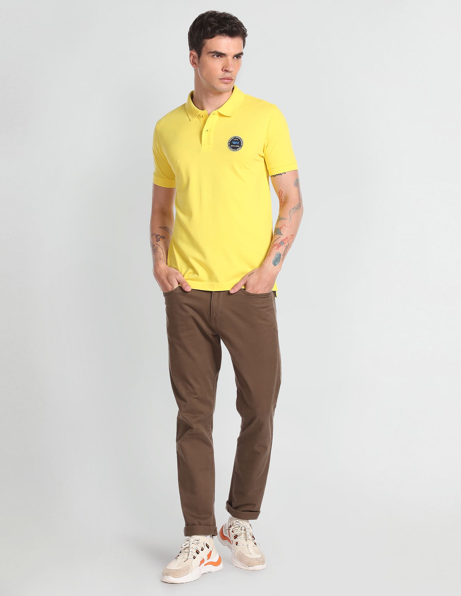 Flying Machine Appliqued Pique Polo Shirt