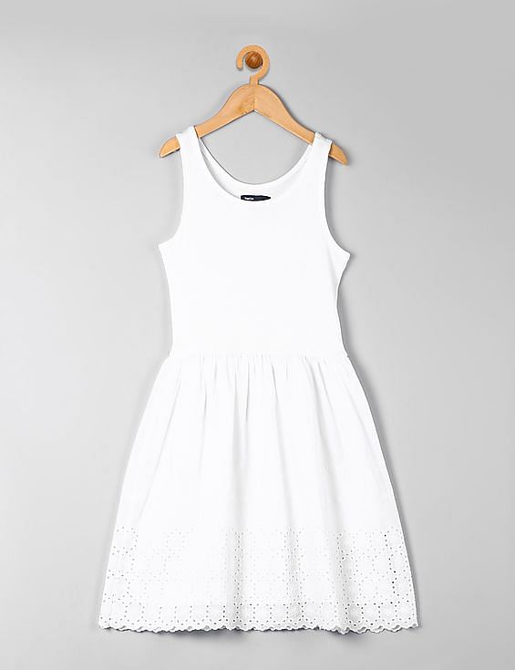 Buy GAP Girls Girls White Eyelet Border Tank Dress NNNOW