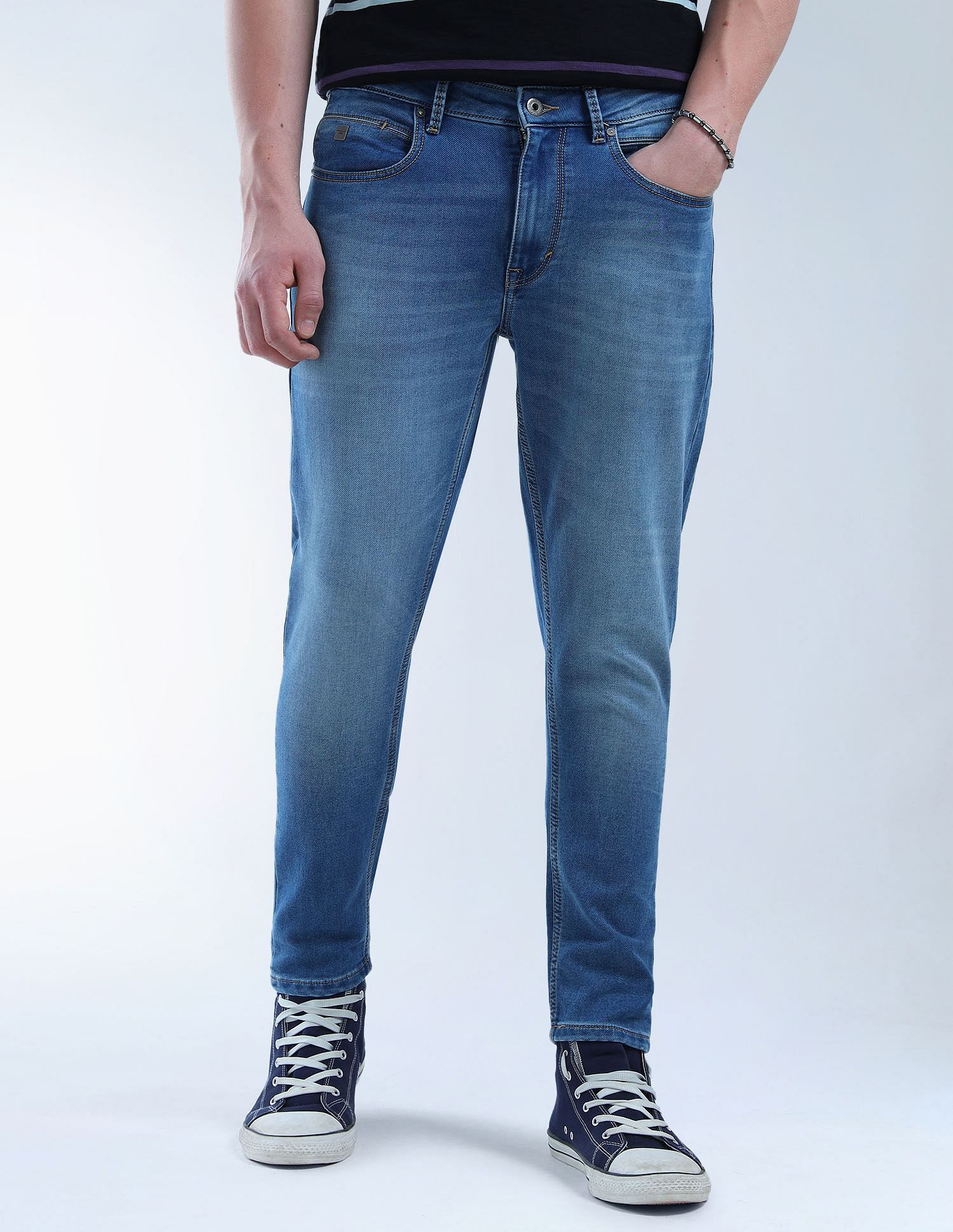 Flying Machine Mankle Relaxed Tapered Fit Flex Knit Jeans