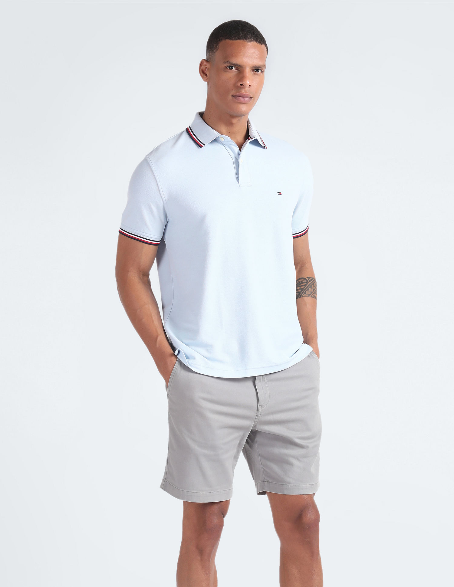 Tommy Hilfiger Tipped Organic Cotton Slim Fit Polo Shirt, White at