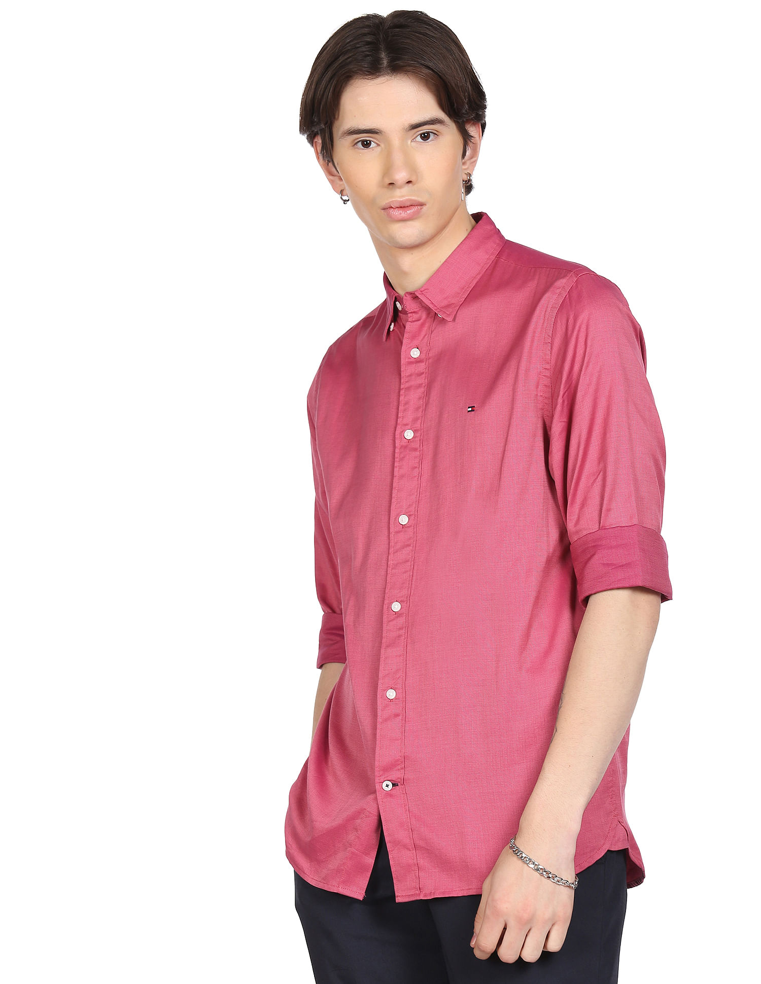 Buy Tommy Hilfiger Men Pink Tone Pure Cotton Casual Shirt - NNNOW.com