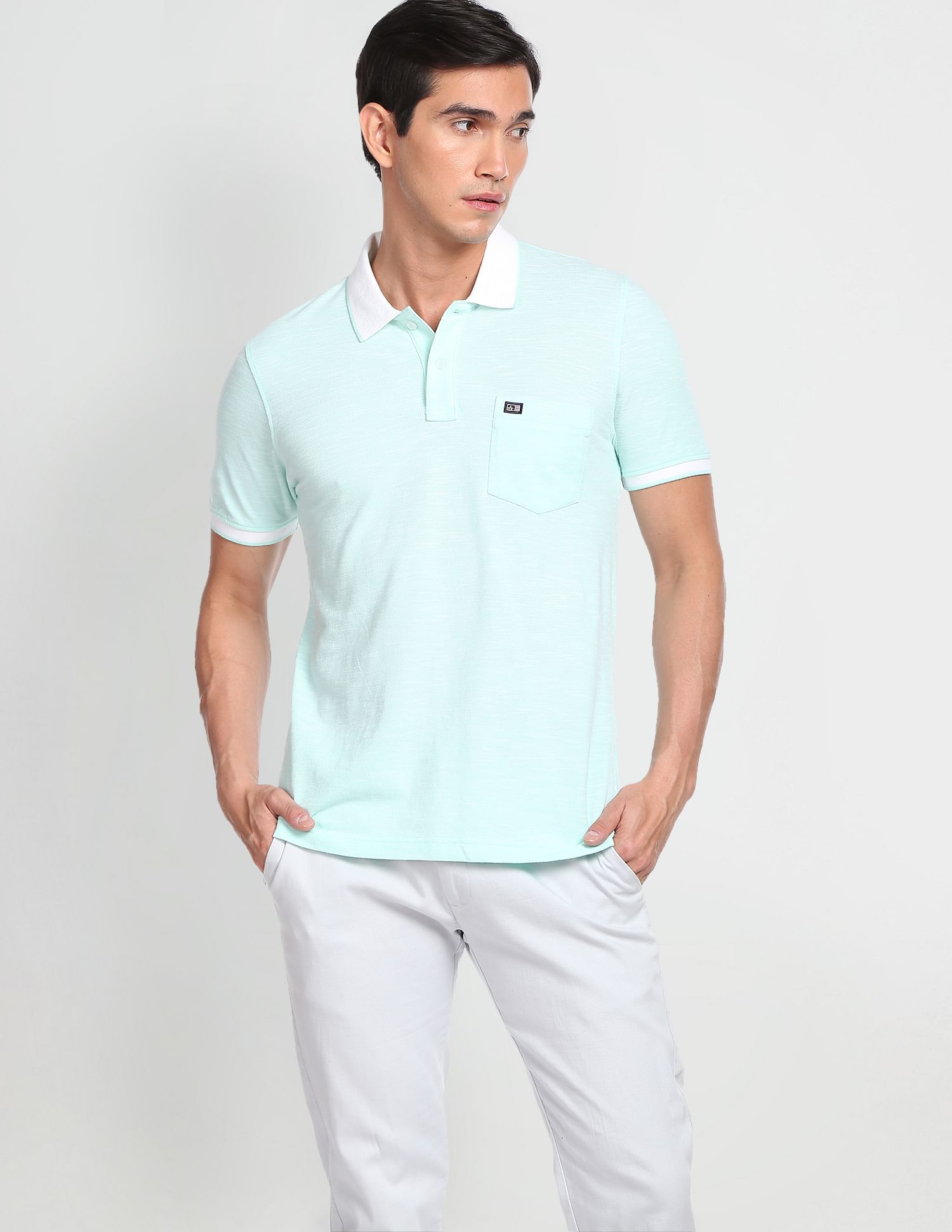Arrow Sports Heathered Compact Cotton Polo Shirt
