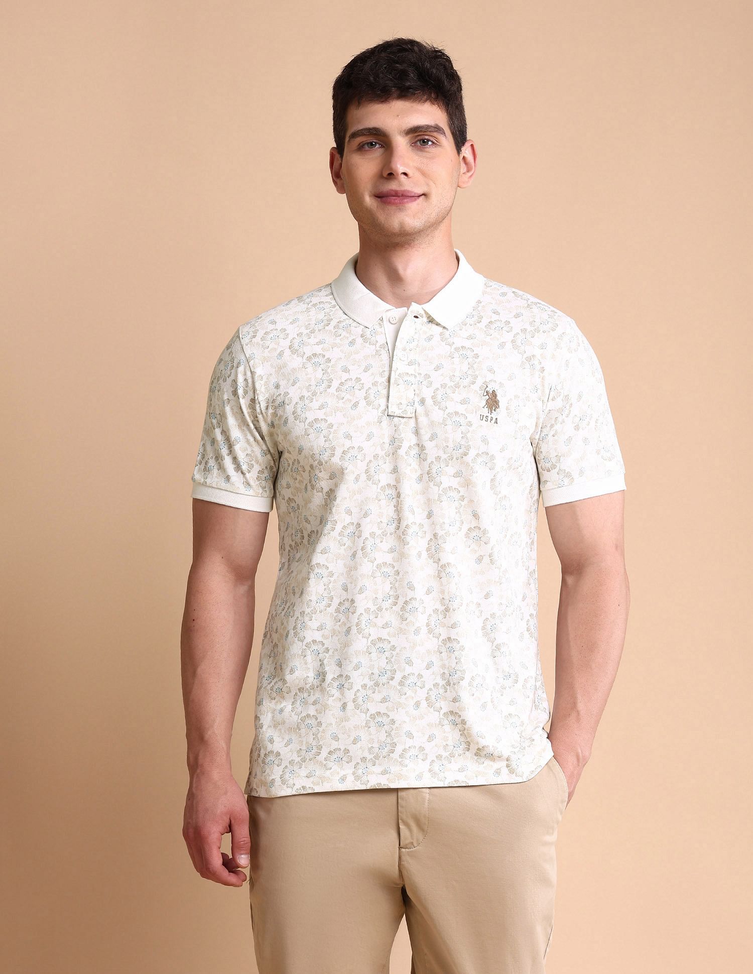 U.S. Polo Assn. Floral Printed Slim Fit Polo Shirt