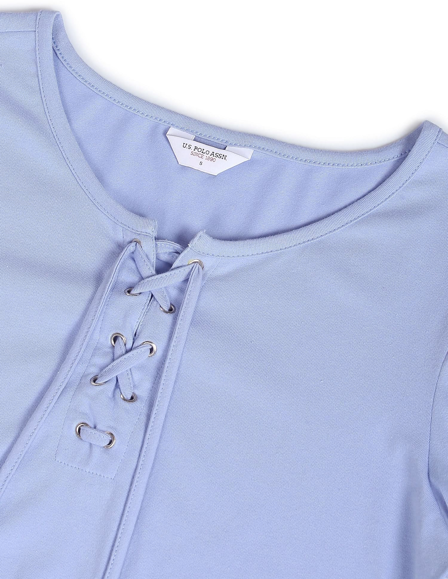 U.S. Polo Assn. Women Puff Sleeve Criss Cross Neckline Top