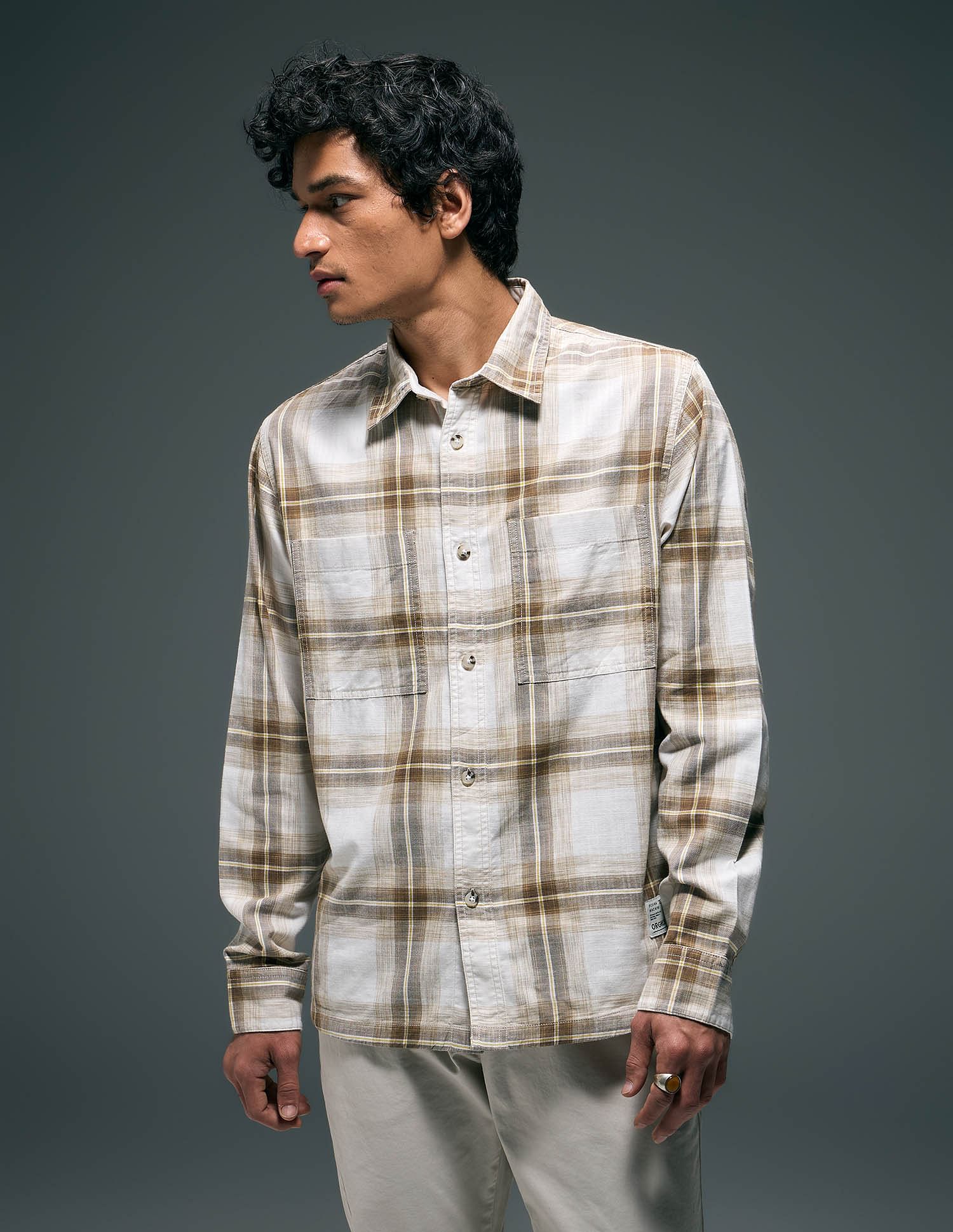 Flying Machine Tartan Checked Pure Cotton Shirt