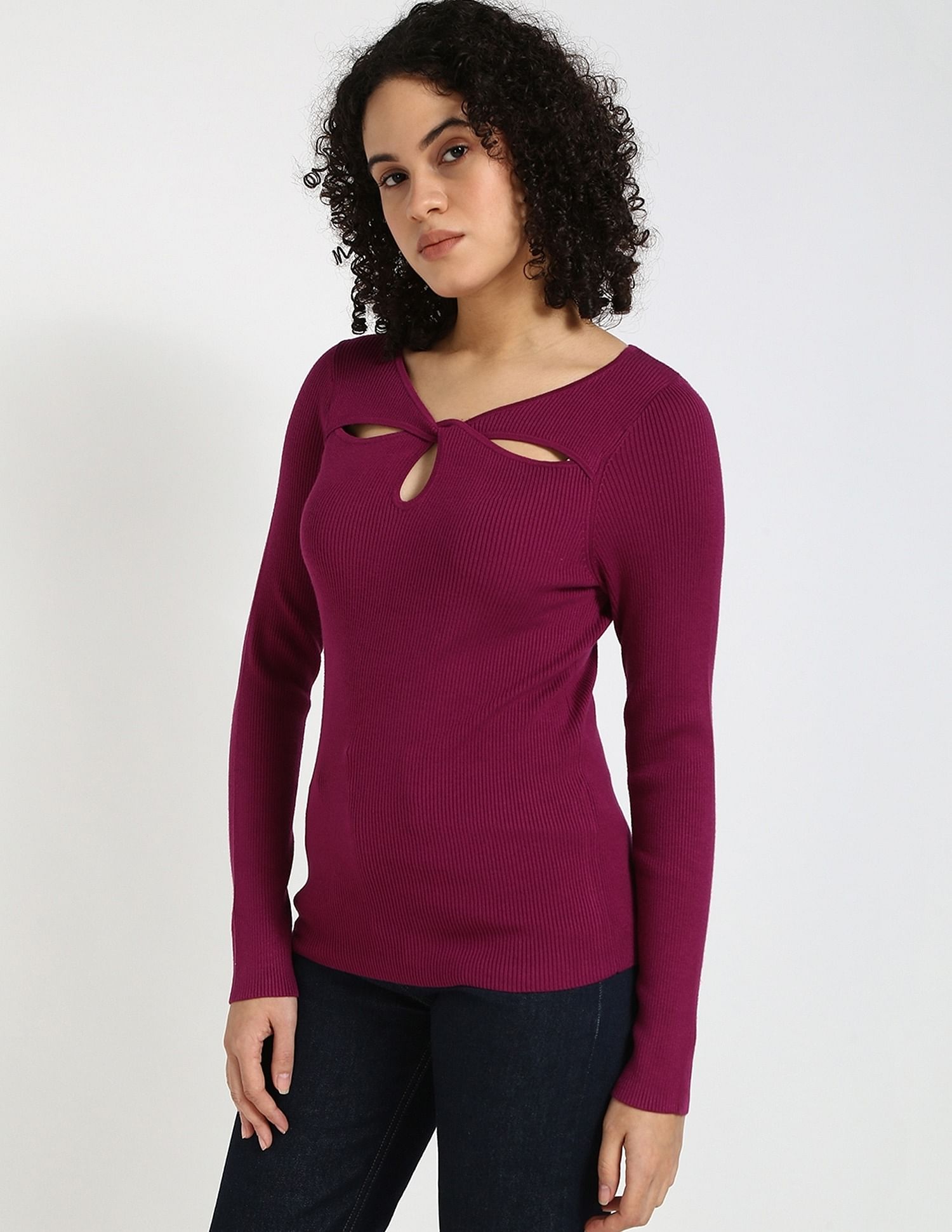 Calvin Klein Jeans Slim-Fit Rayon Keyhole Neck Top