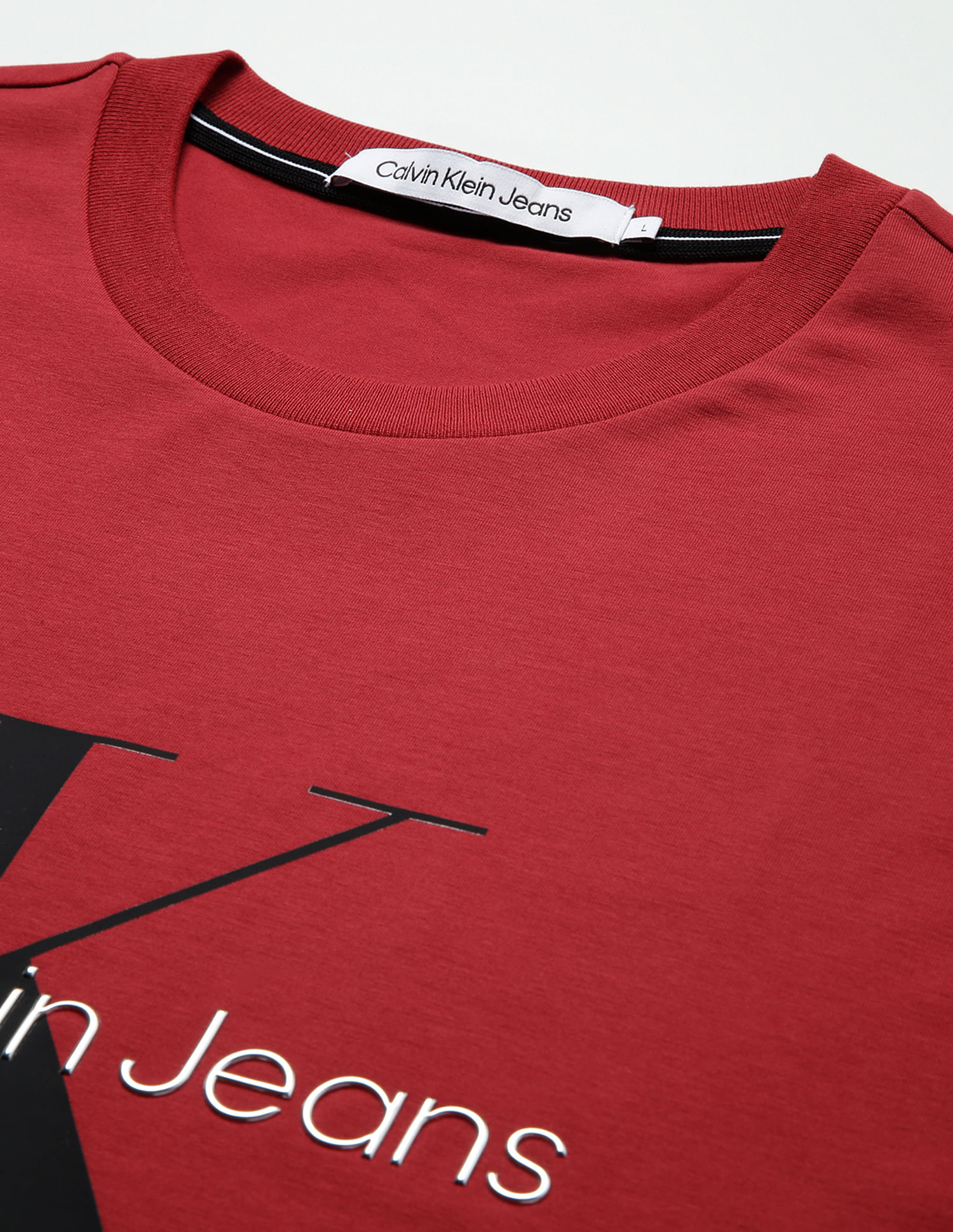 Calvin Klein Monogram Print Cotton Stretch T-Shirt