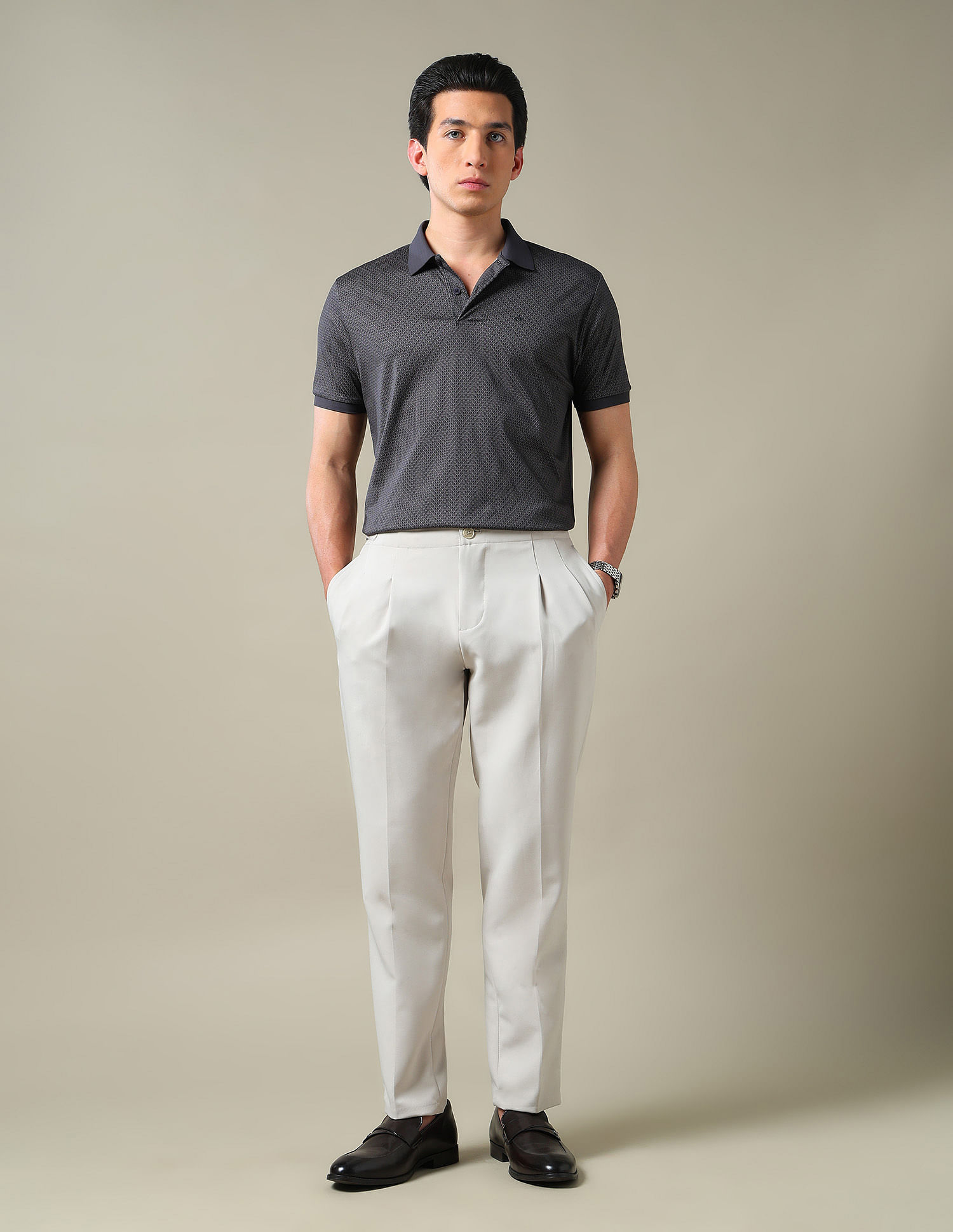 Arrow Geometric Printed Pure Cotton 1851 Polo Shirt