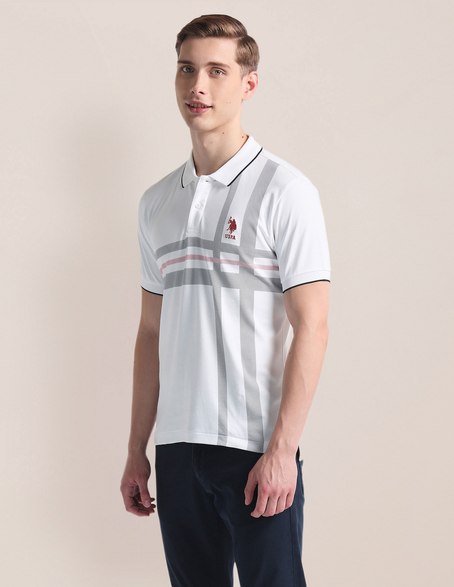 U.S. Polo Assn. Tipped Collar Striped Polo Shirt