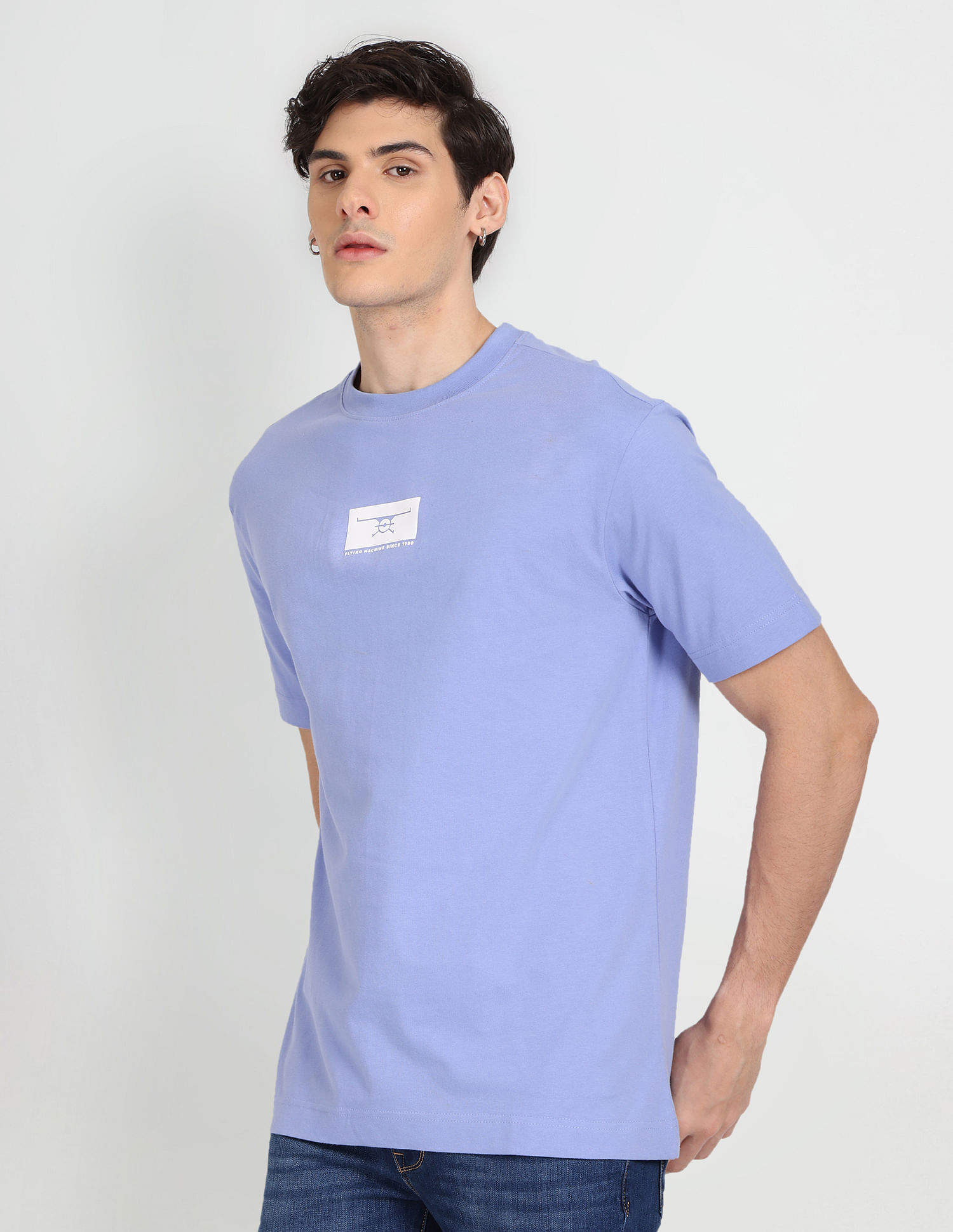 Flying Machine Brand Print Crew Neck T-Shirt