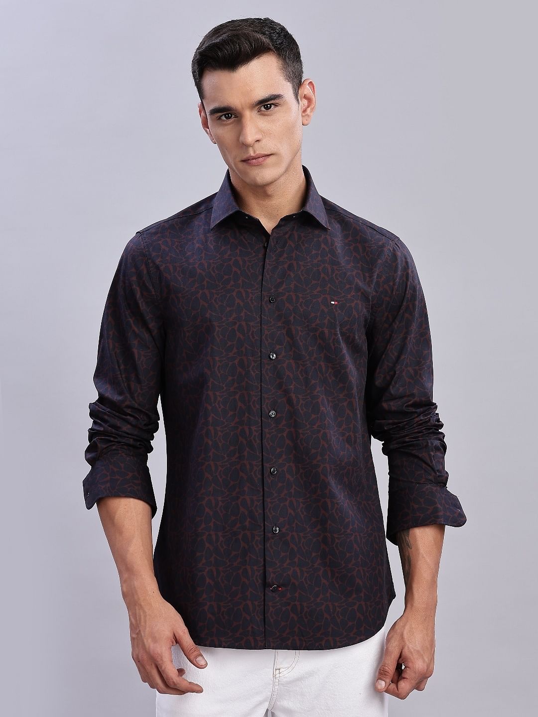Tommy Hilfiger Printed Regular Fit Plain Woven Shirt