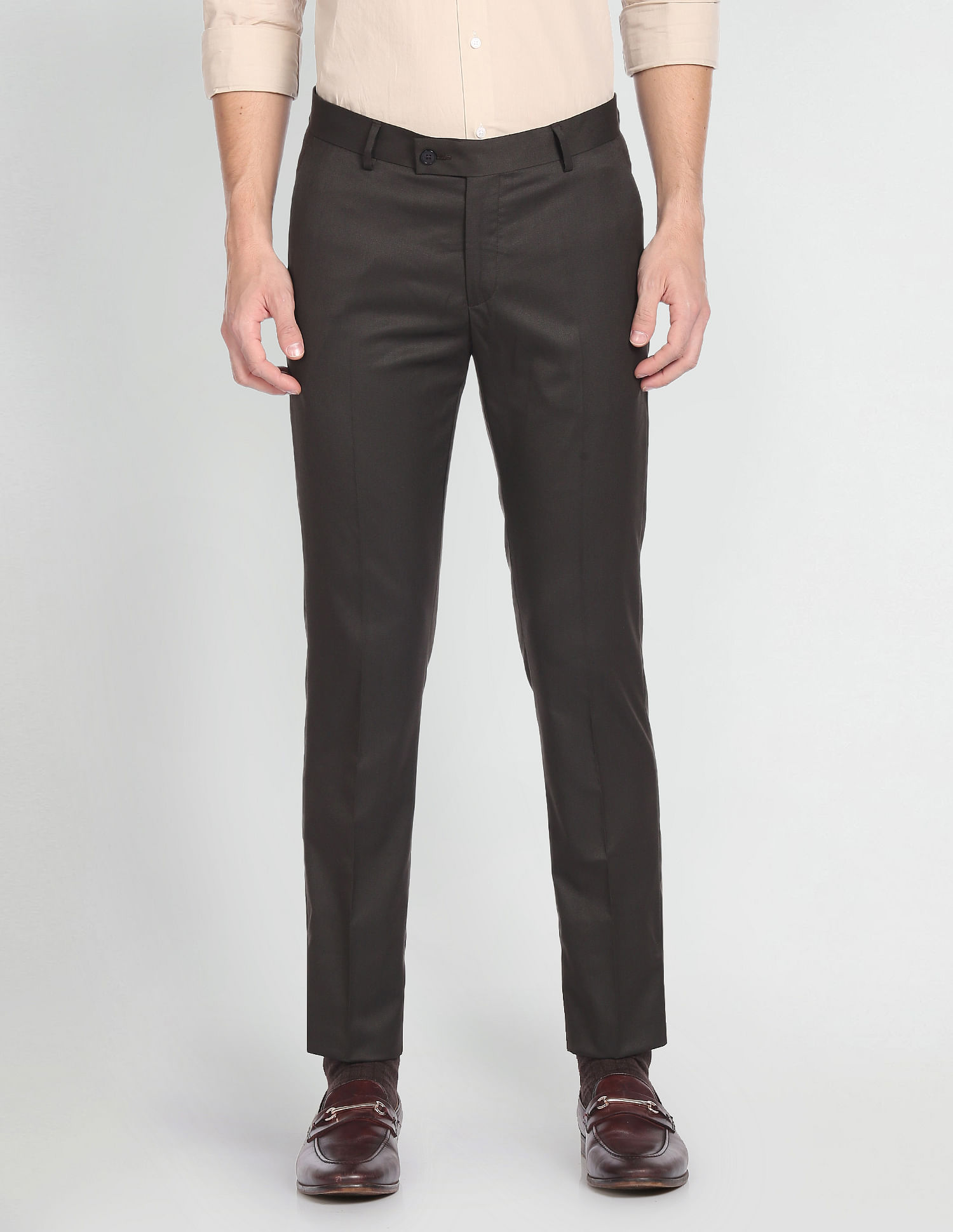 Arrow Solid Dobby Formal Trousers