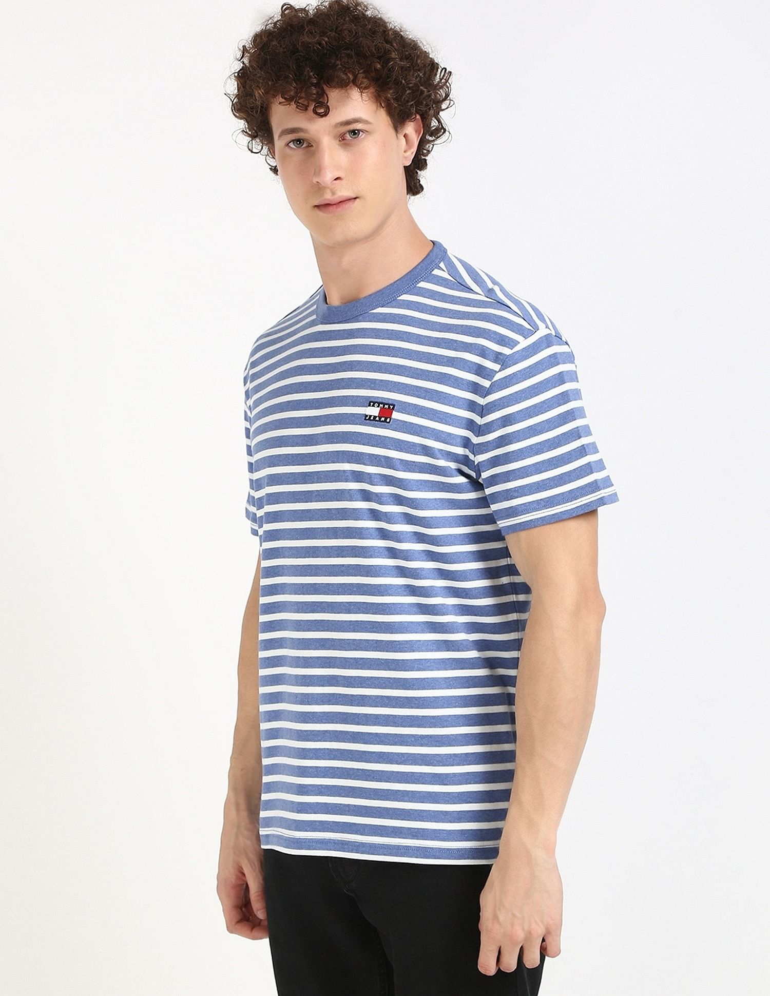 Tommy Hilfiger Logo Striped Regular-Fit Cotton T-Shirt