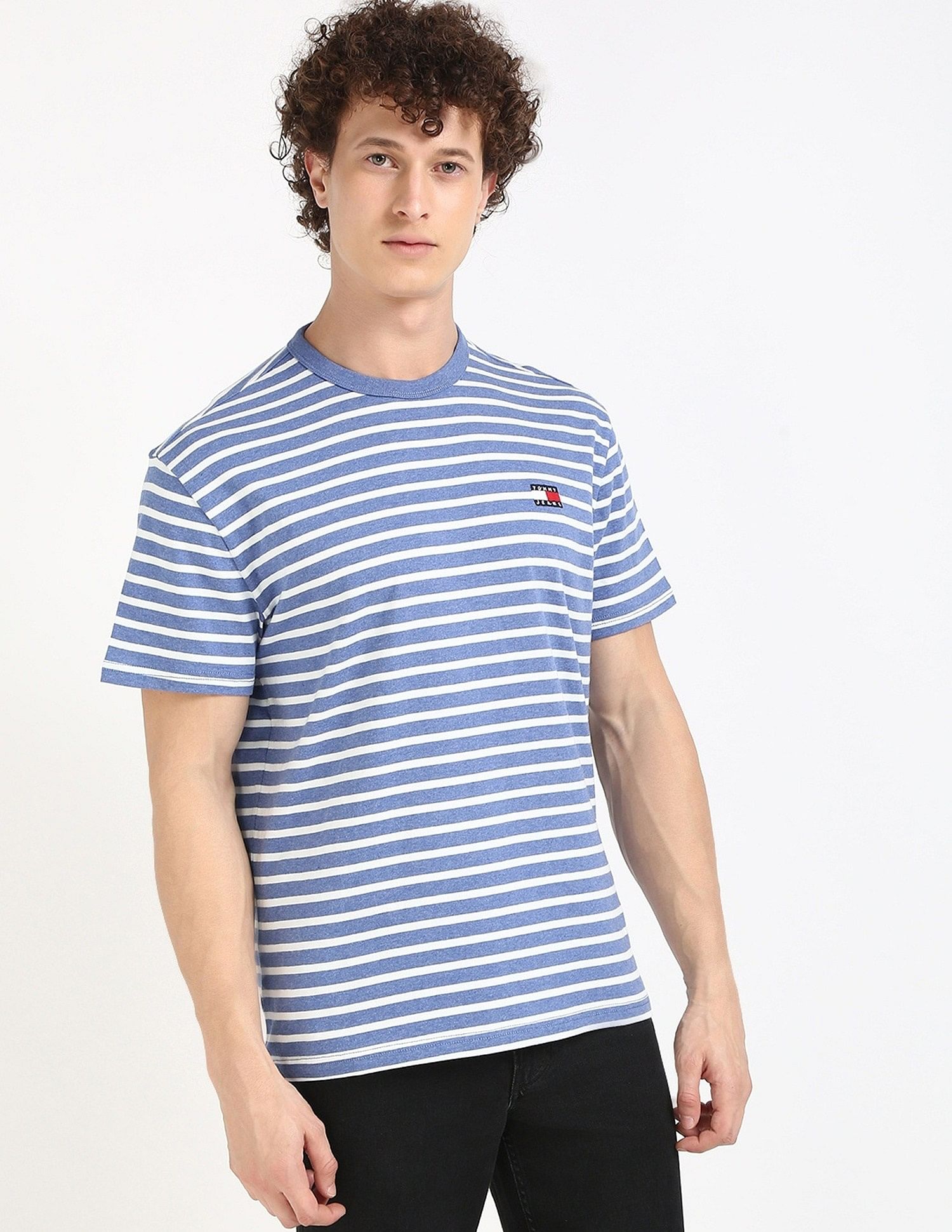 Tommy Hilfiger Logo Striped Regular-Fit Cotton T-Shirt