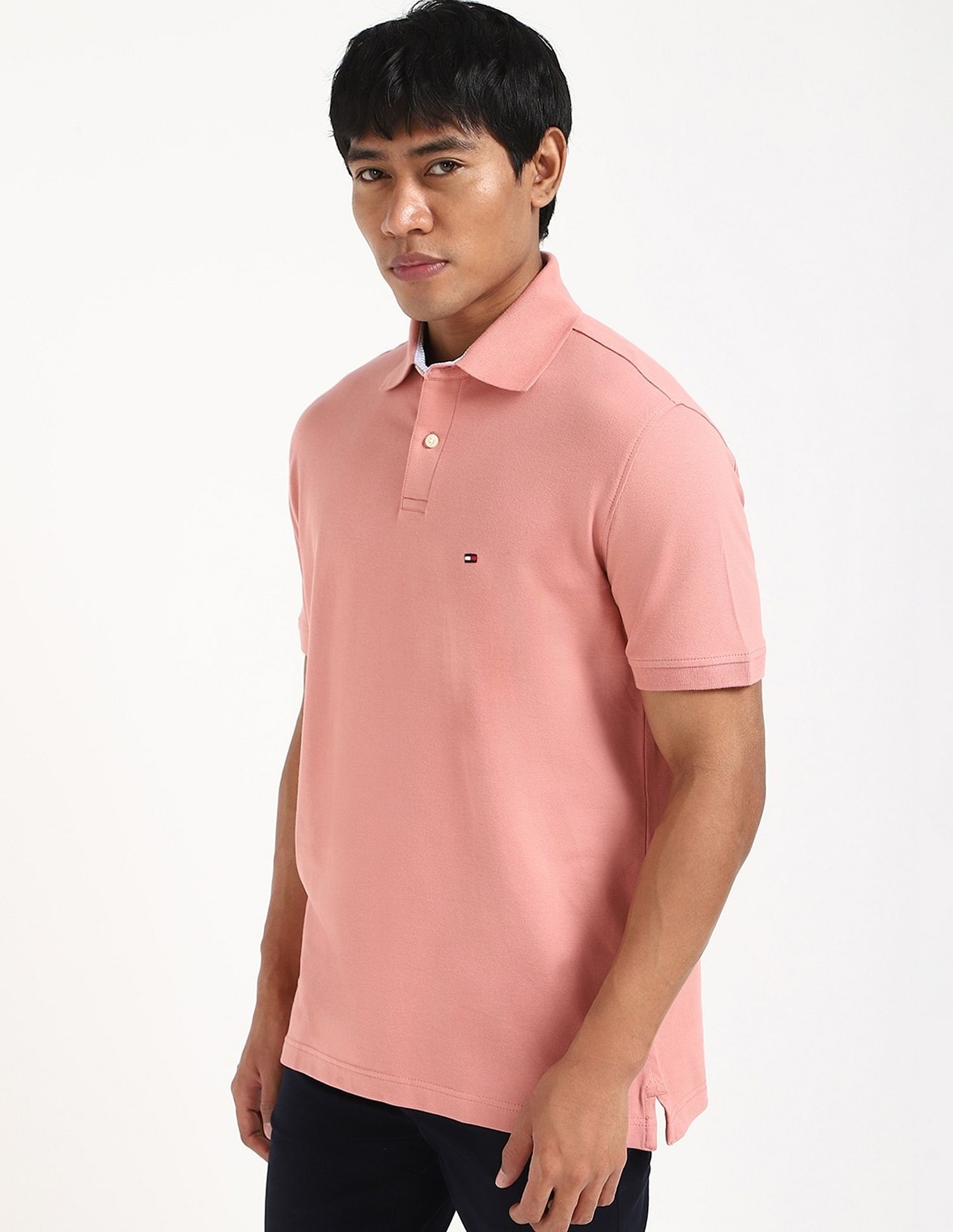 Tommy Hilfiger Solid Regular-Fit Cotton Polo Shirt