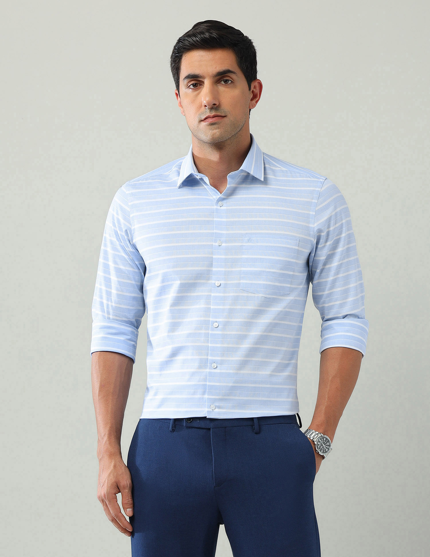 Arrow Pure Cotton Horizontal Striped Shirt