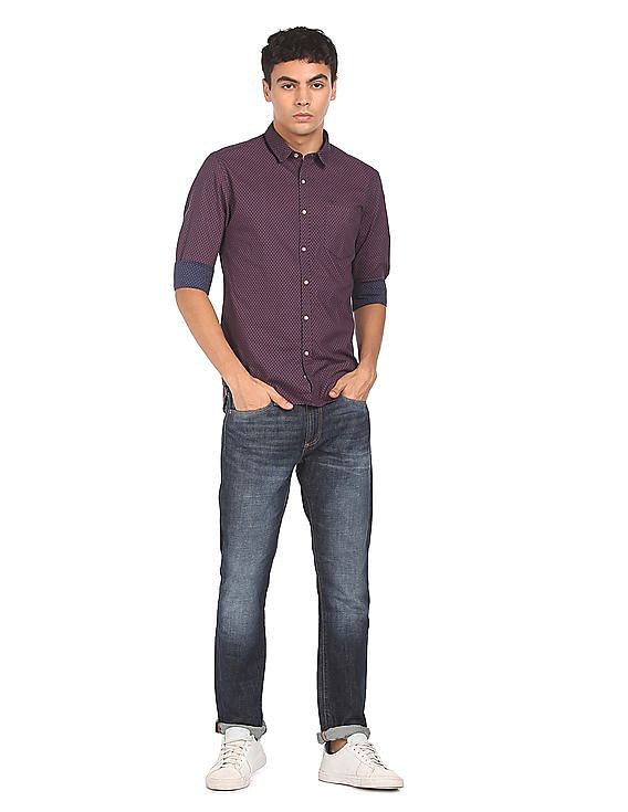 Flying Machine Printed Cotton Casual Shirt