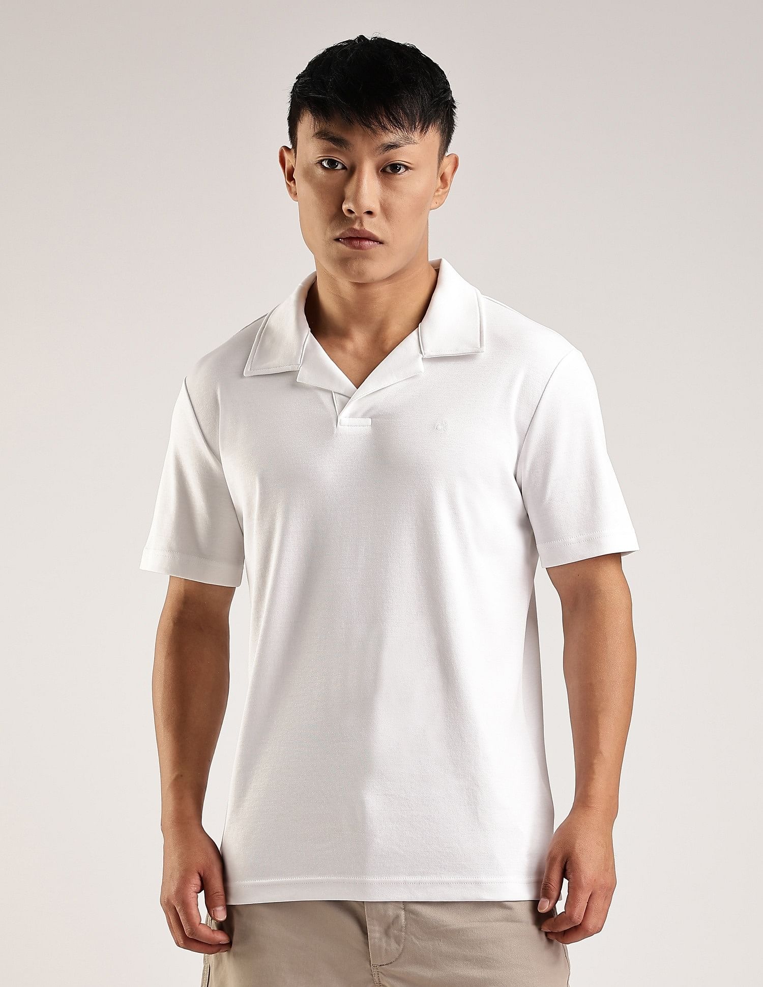 Calvin Klein Jeans Solid Slim-Fit Cotton Polo T-Shirt