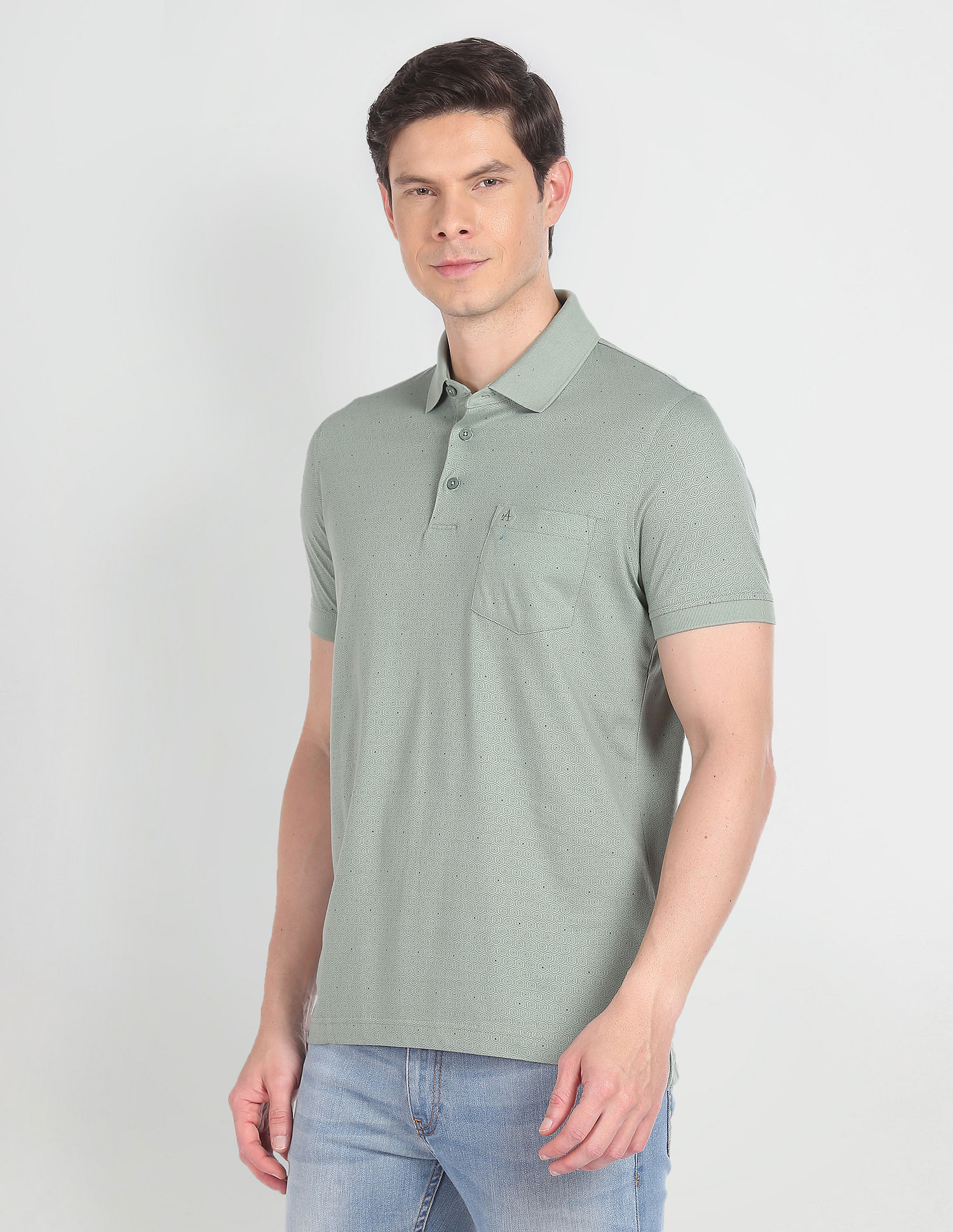 Arrow Geometric Print Cotton Polo Shirt