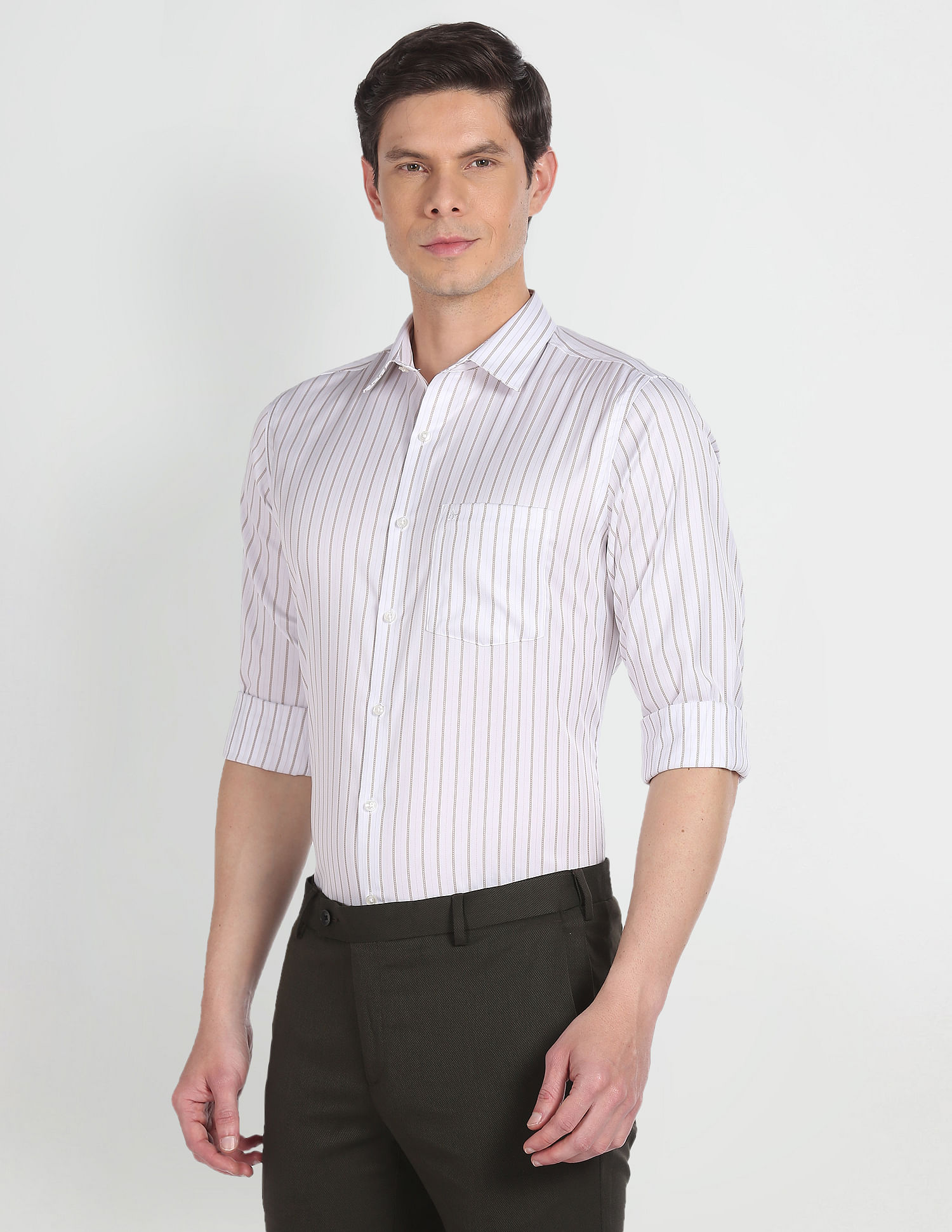Arrow Vertical Stripe Auto Press Shirt